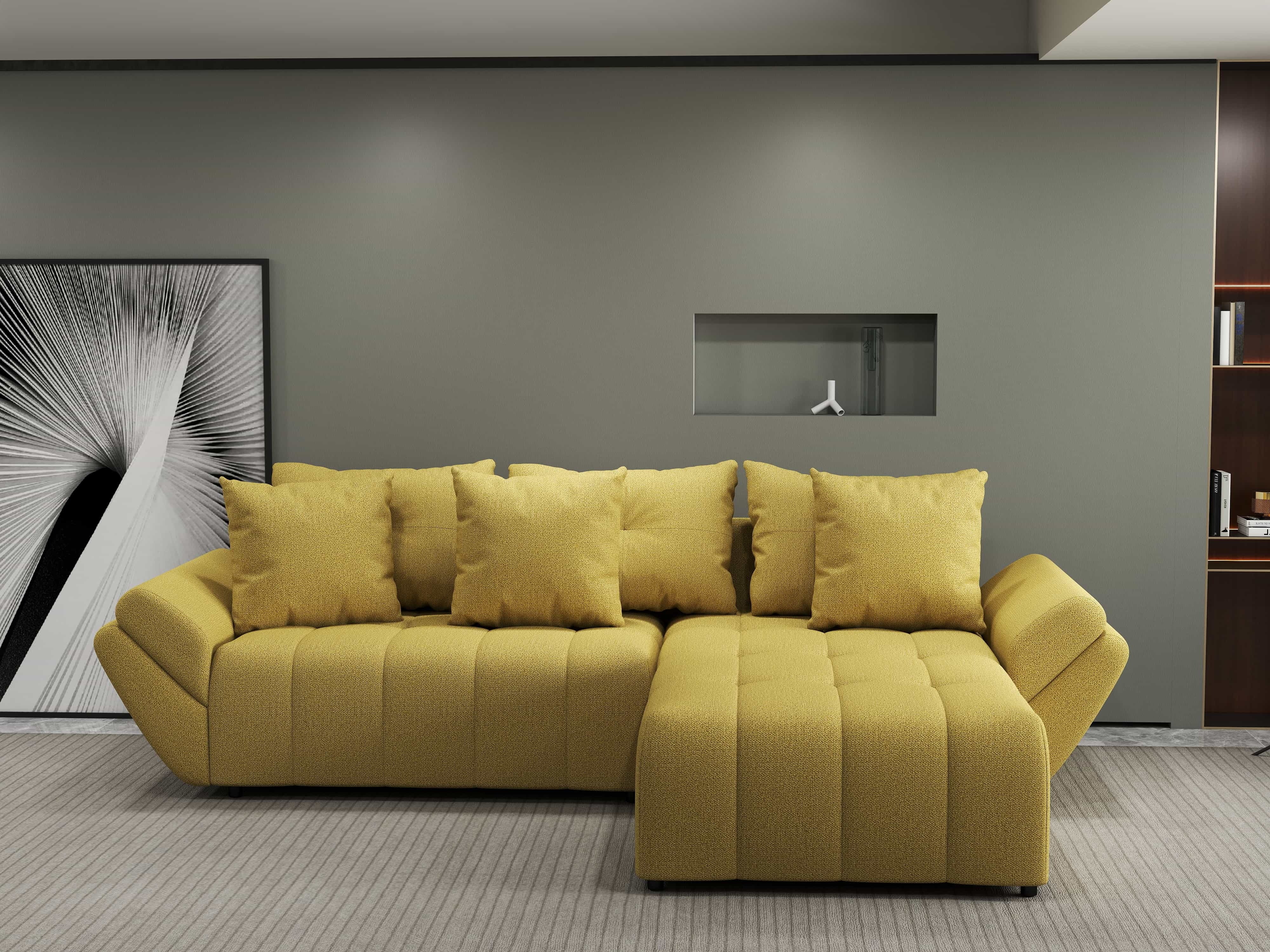 Colțar extensibil dumonde cu ladă de depozitare si sezut confortabil din spuma HR, Berlin Enjoy Melon 280x185 cm II Fabrica