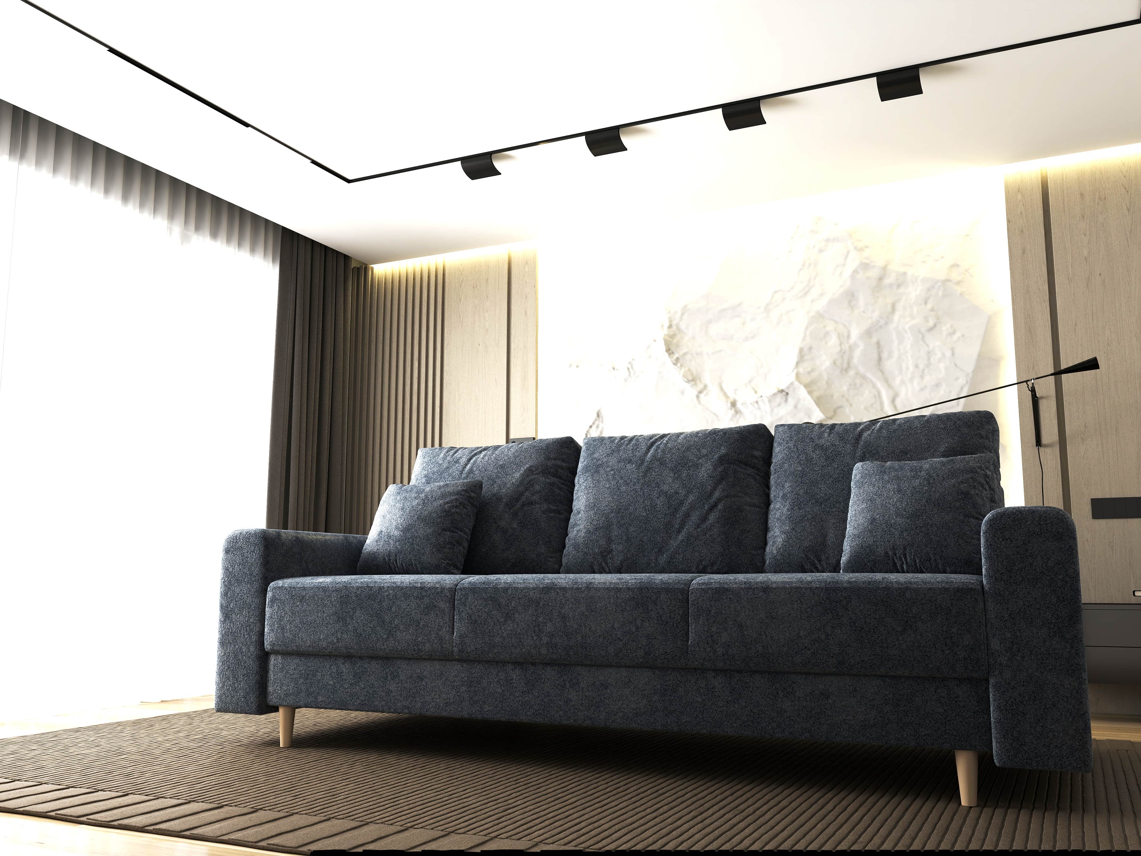 Canapea extensibilă dumonde cu ladă de depozitare si sezut confortabil din spuma HR, Kronos Euphoria Grafit 210x100 cm fabrica