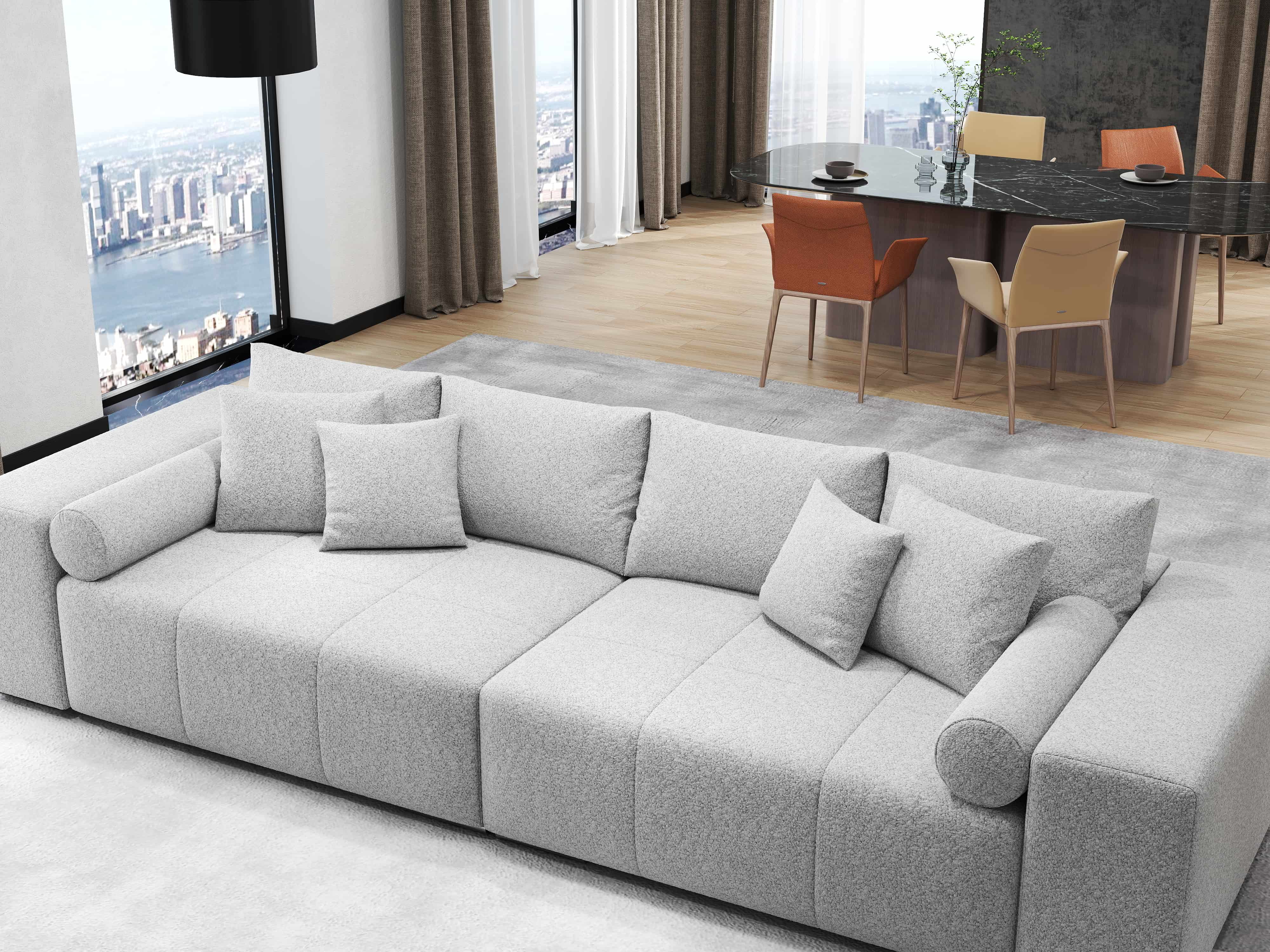 Canapea extensibilă dumonde cu ladă de depozitare si sezut confortabil din spuma HR, Marbela Enjoy Grey XXL 295x100 cm fabrica
