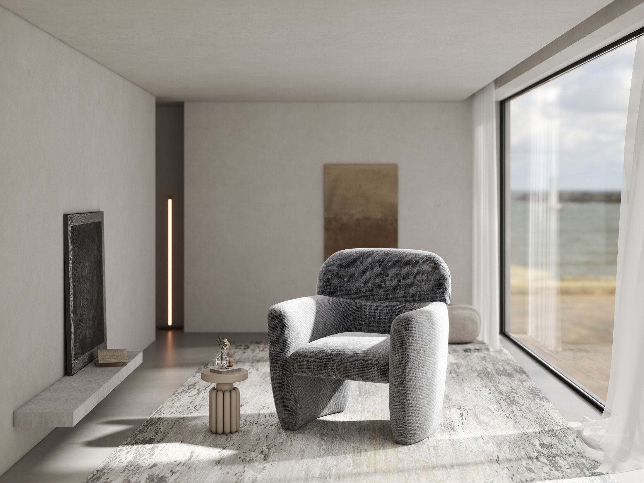 Fotoliu dumonde tapitat Gri modern Mirello 75x70cm