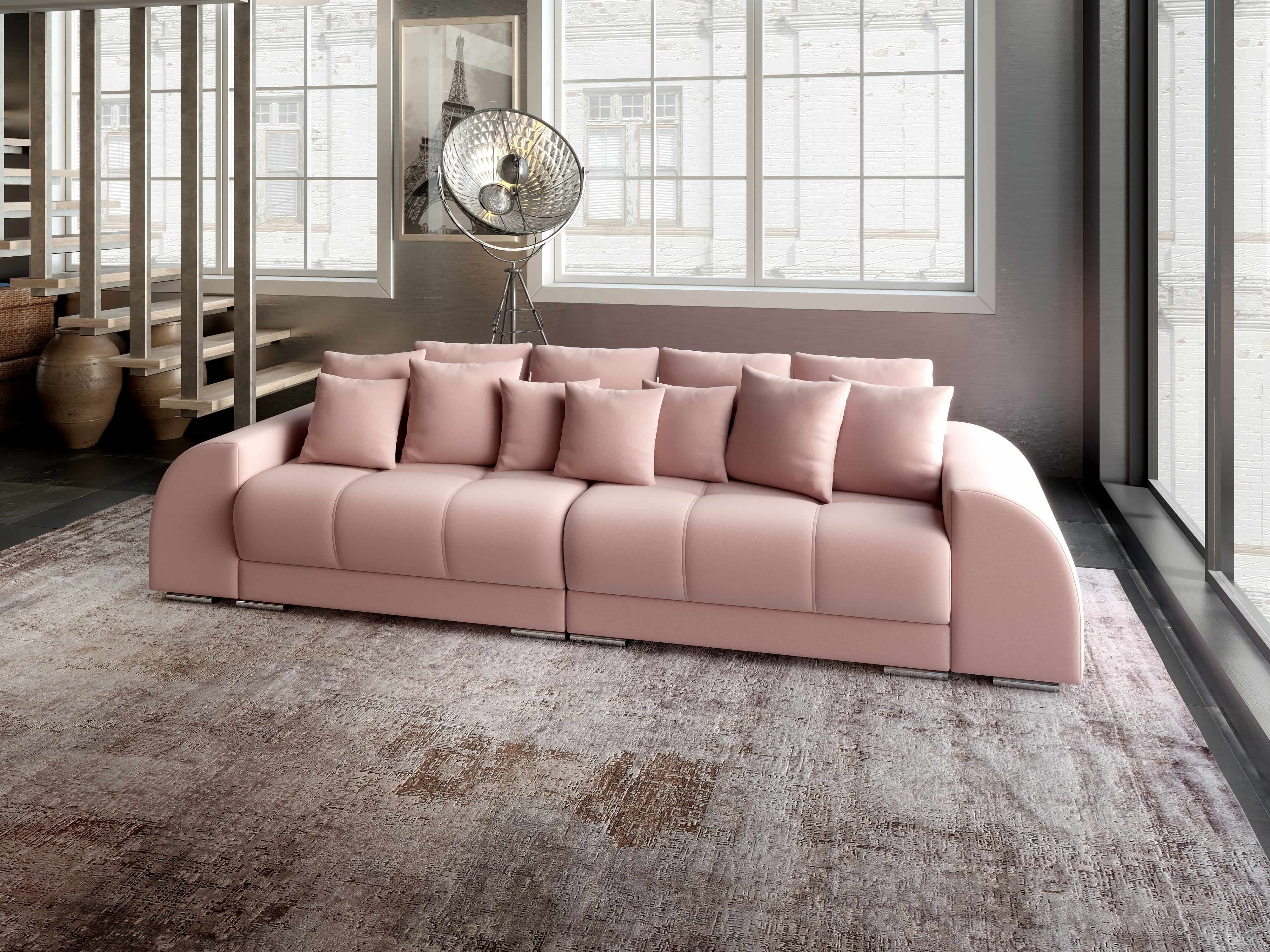Canapea extensibilă dumonde cu 2 lăzi de depozitare si sezut confortabil din spuma HR, Verona Royal Pink 310x100 cm Fabrica