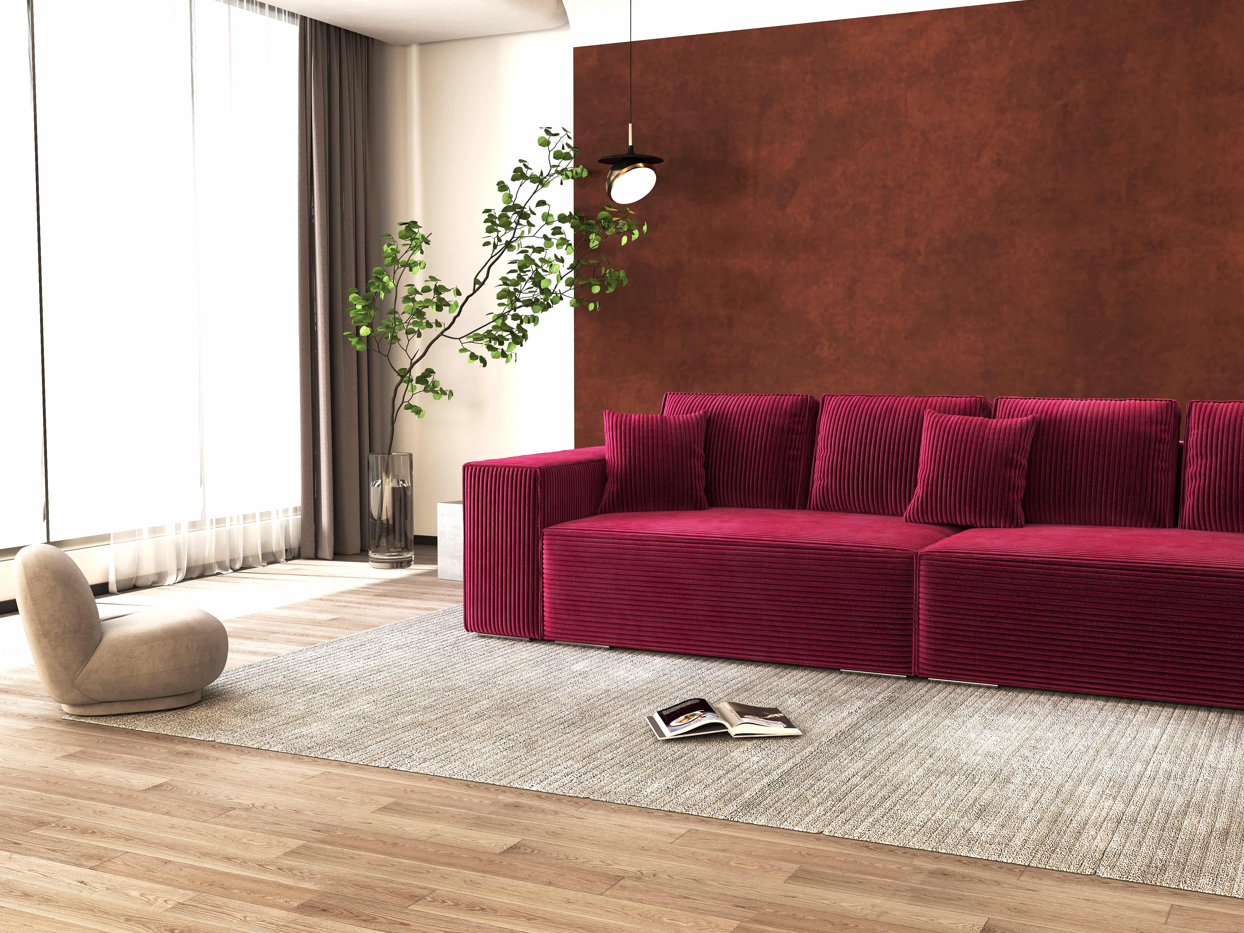 Canapea extensibilă dumonde cu ladă de depozitare si sezut confortabil din spuma HR, Dream Zoom Rosu 310x100 cm Fabrica