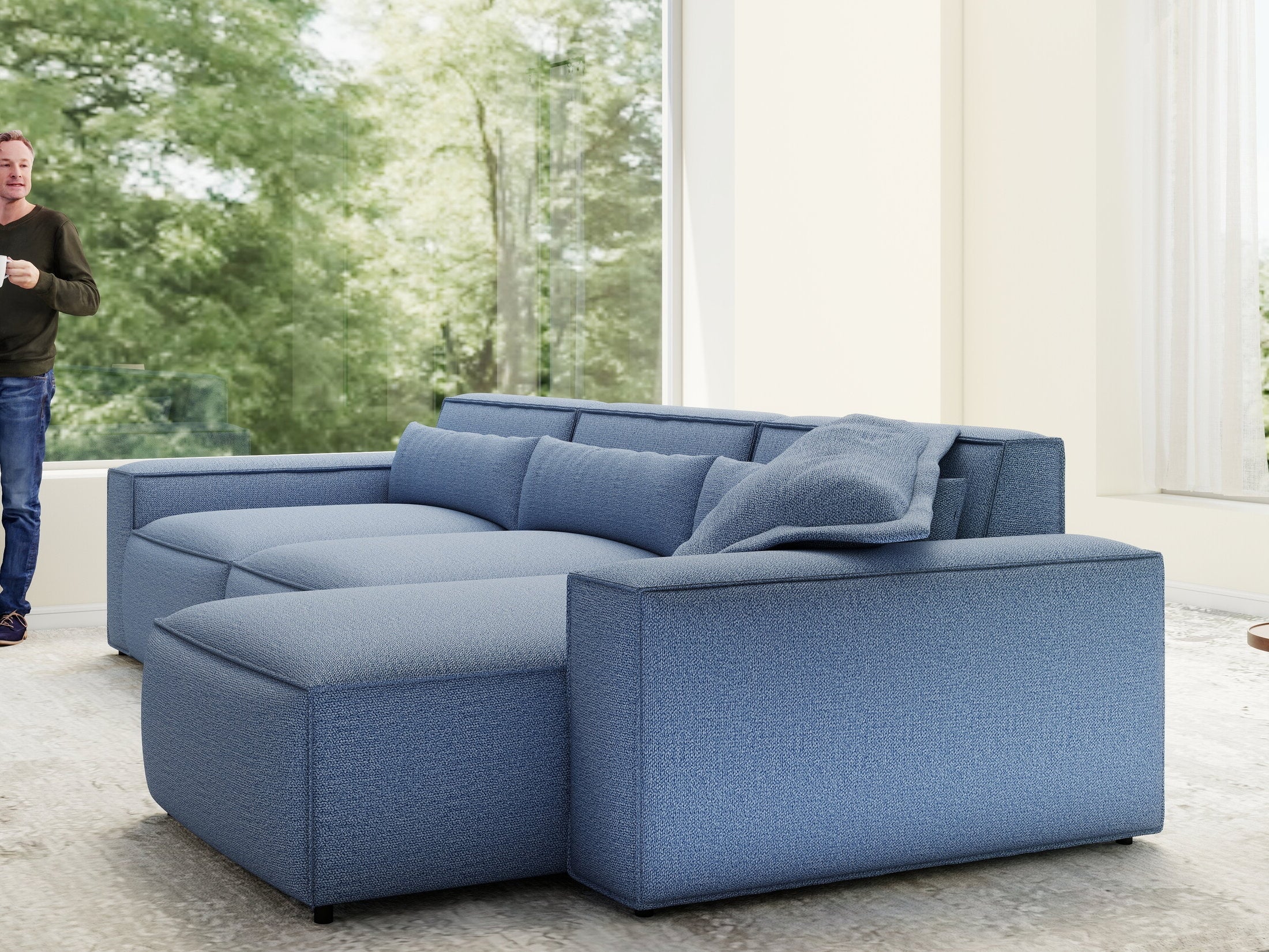 Colțar dumonde cu sezut confortabil din spuma HR, Marvelo XL Enjoy Albastru 366x175 cm II