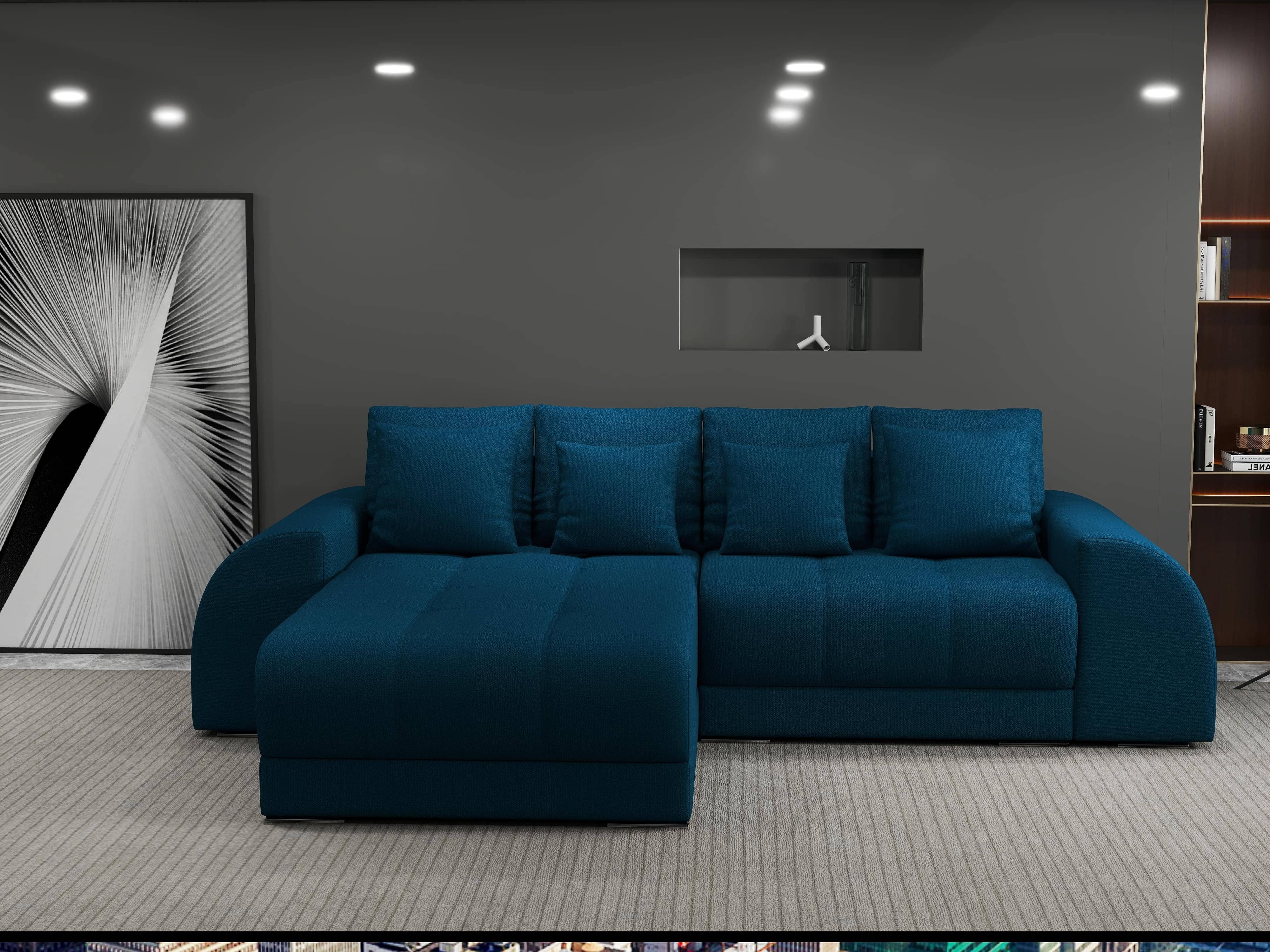 Colțar extensibil dumonde cu ladă de depozitare si sezut confortabil din spuma HR, Verona Enjoy Petrol 290x185 cm Fabrica