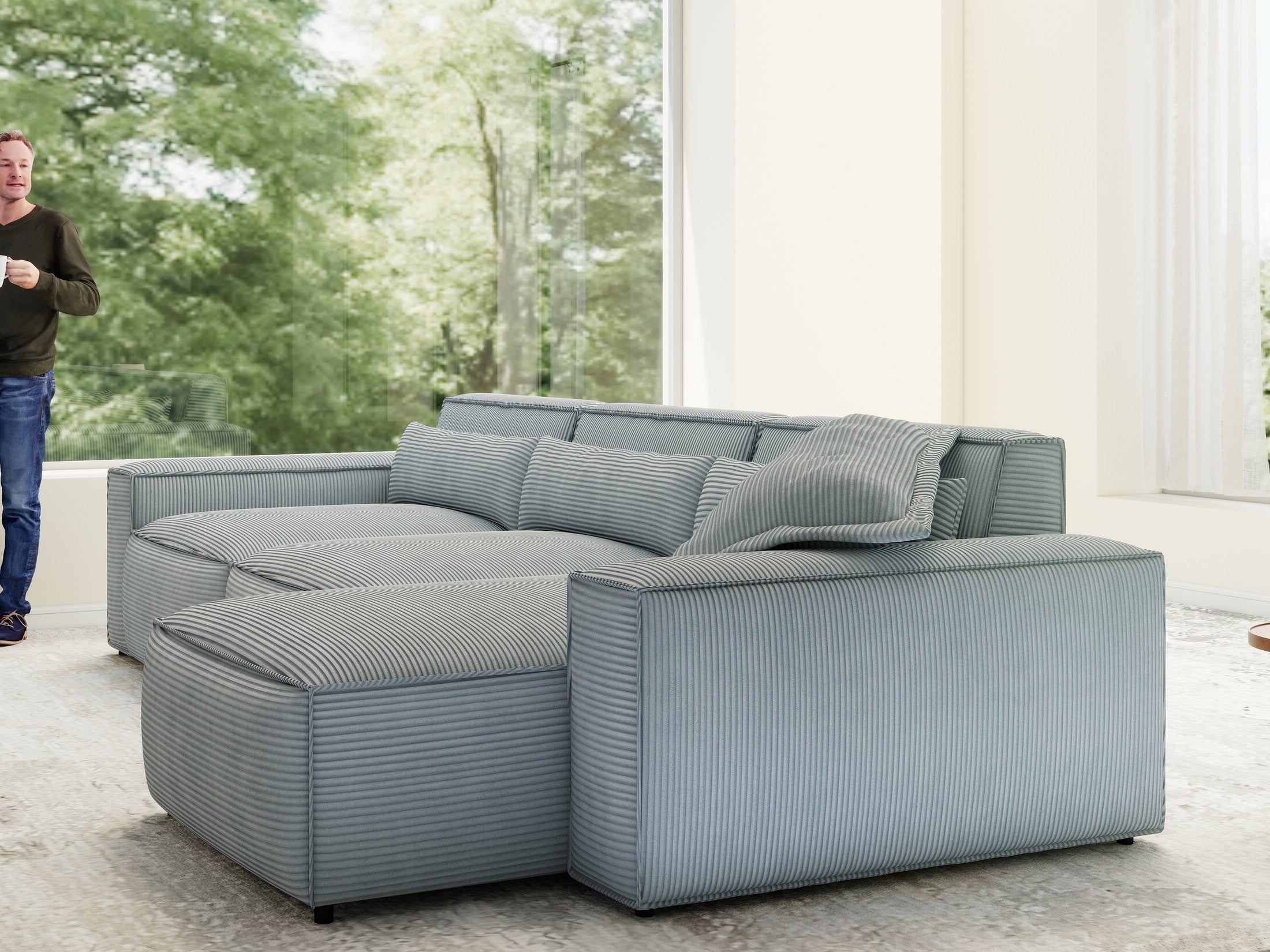 Colțar dumonde cu sezut confortabil din spuma HR, Marvelo XL Zoom Gri 366x175 cm II