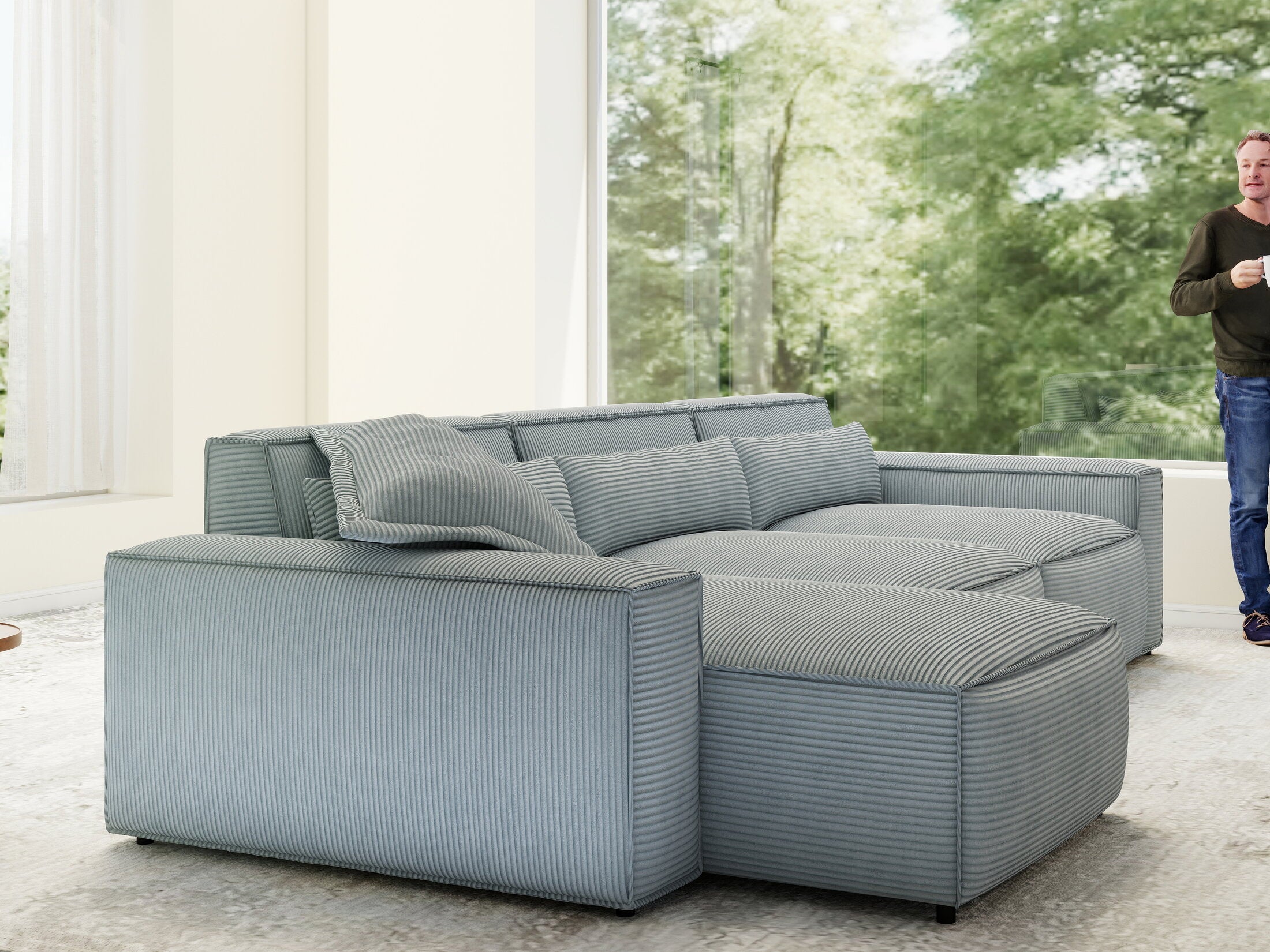 Colțar dumonde cu sezut confortabil din spuma HR, Marvelo XL Zoom Gri 366x175 cm