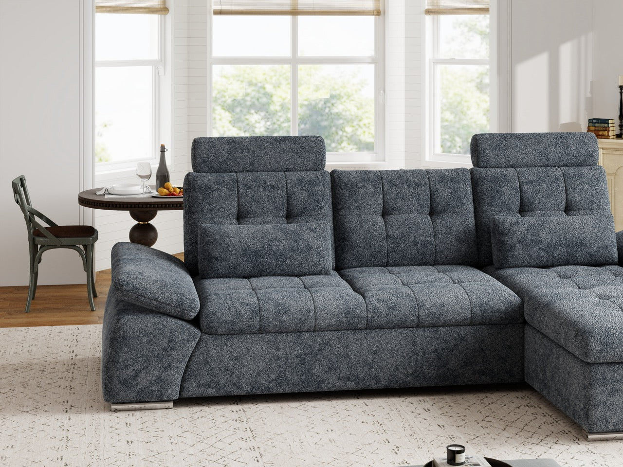 Colțar extensibil dumonde cu ladă de depozitare și șezut confortabil din spumă HR, Merkur Euphoria Gri Grafit 270x168 cm II