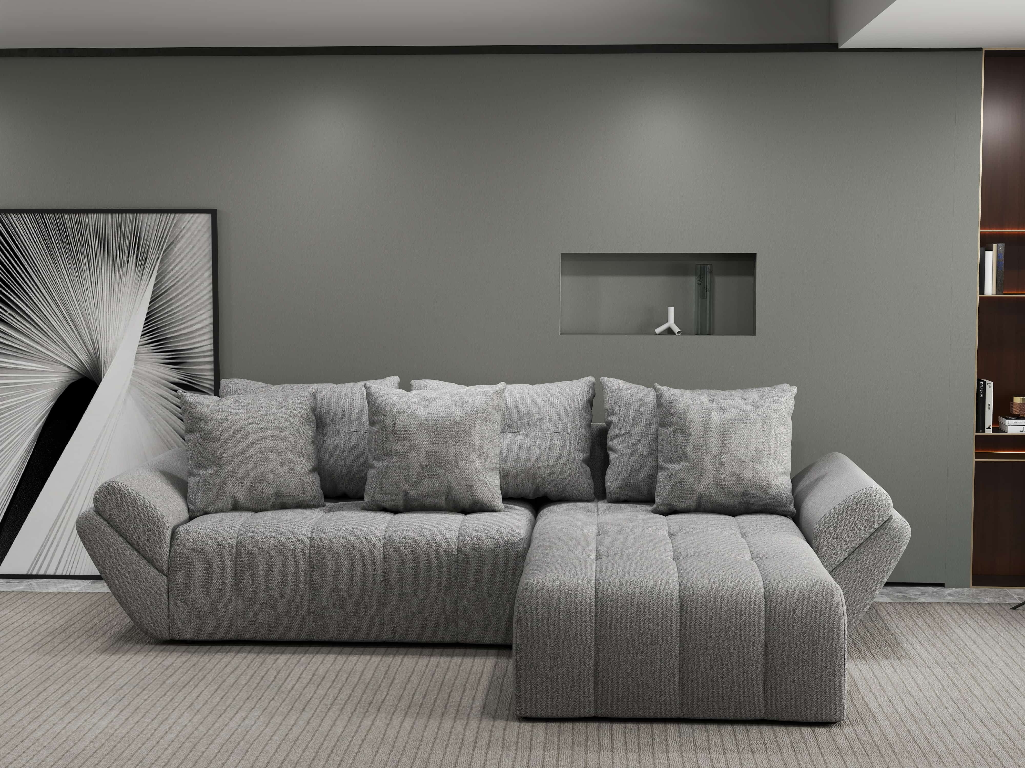 Colțar extensibil dumonde cu ladă de depozitare si sezut confortabil din spuma HR, Berlin Enjoy Gri 280x185 cm II Fabrica