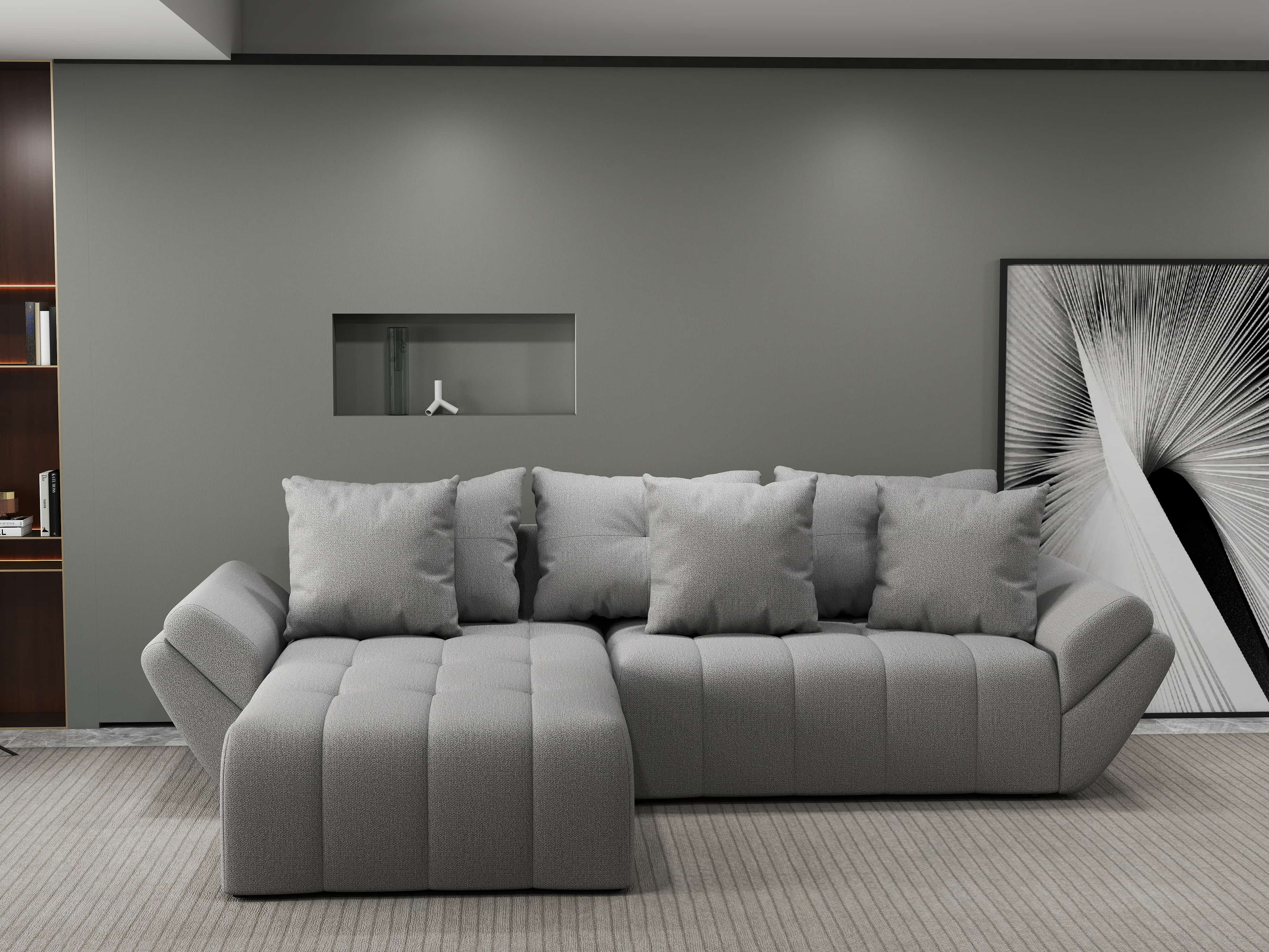 Colțar extensibil dumonde cu ladă de depozitare si sezut confortabil din spuma HR, Berlin Enjoy Gri 280x185 cm Fabrica