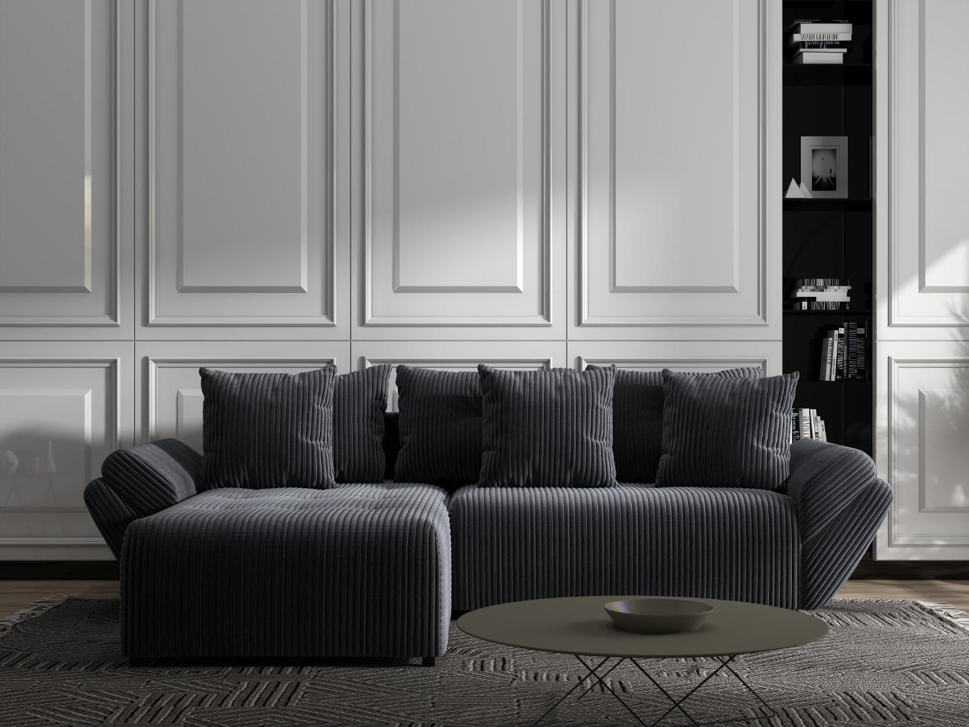 Colțar extensibil dumonde cu ladă de depozitare si sezut confortabil din spuma HR, Berlin Ambience Gri 280x185 cm Fabrica