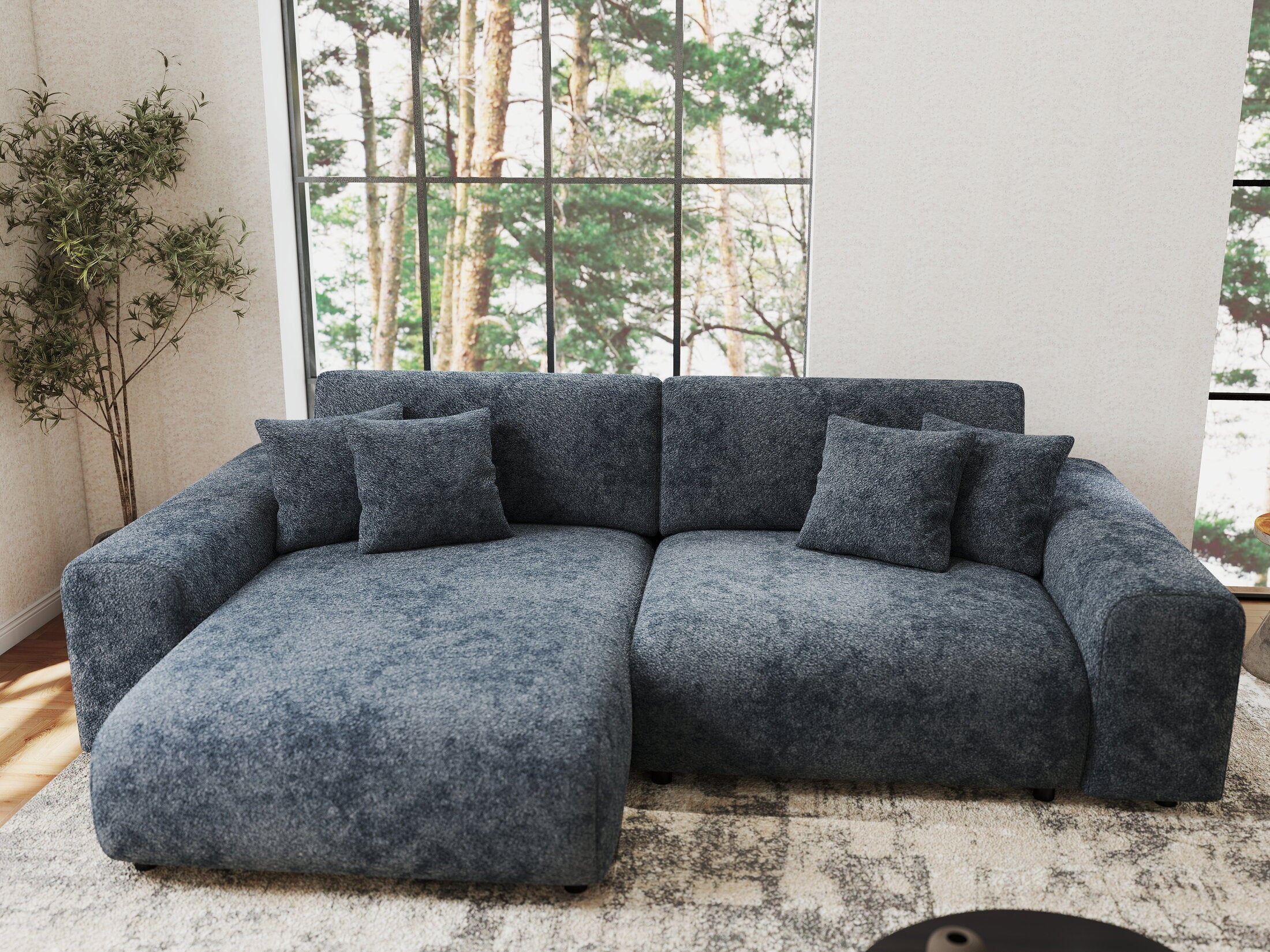 Colțar extensibil dumonde cu ladă de depozitare si sezut confortabil din spuma HR, Sarina Euphoria Gri Grafit 255x168 cm