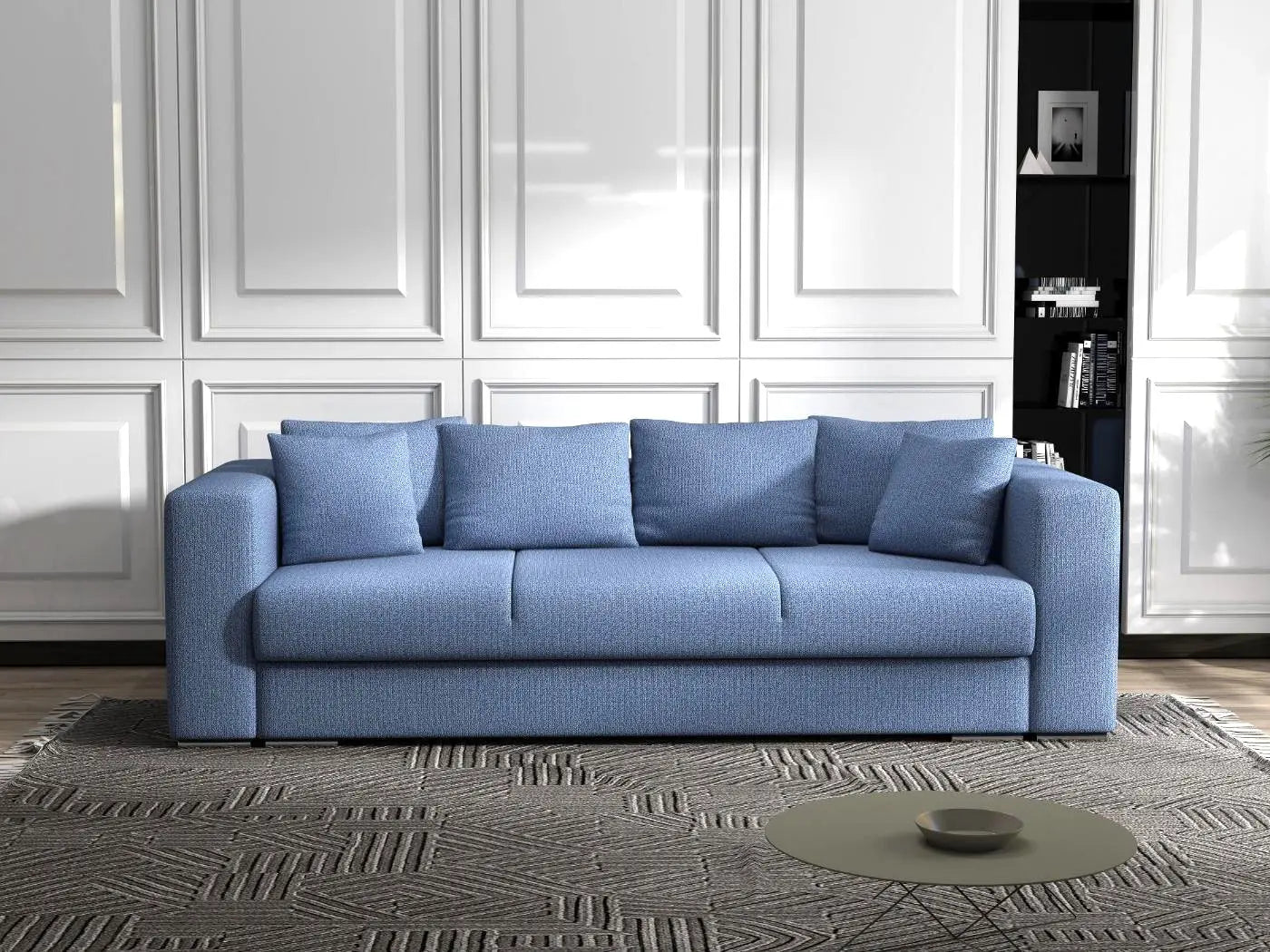 Canapea extensibilă dumonde cu ladă de depozitare si sezut confortabil din spuma HR, Gloria Blue 240x100 cm Fabrica