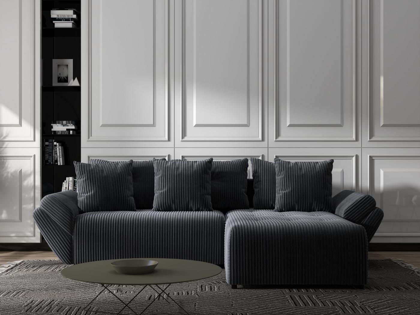 Colțar extensibil dumonde cu ladă de depozitare si sezut confortabil din spuma HR, Berlin Ambience Gri 280x185 cm II Fabrica