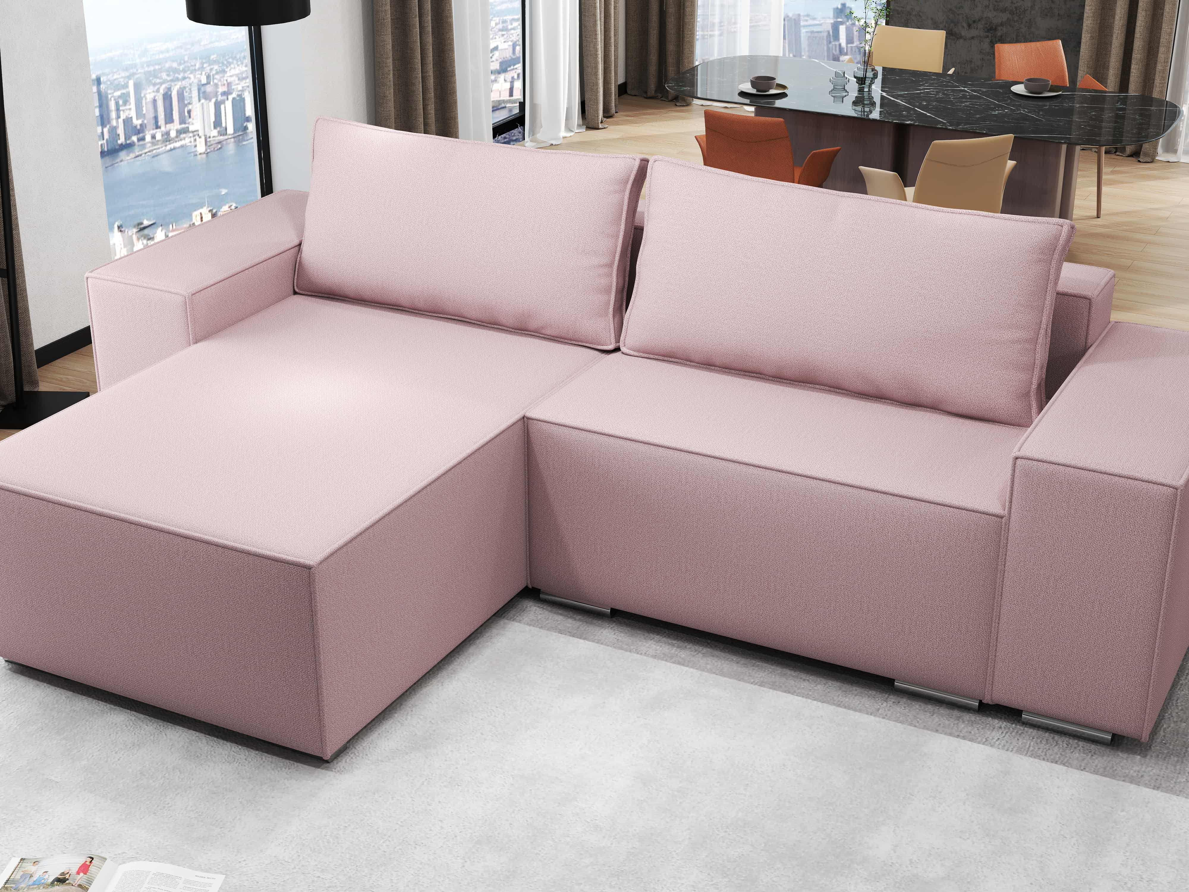 Colțar extensibil dumonde cu ladă de depozitare si sezut confortabil din spuma HR, Dream Enjoy Flamingo 290x185 cm Fabrica