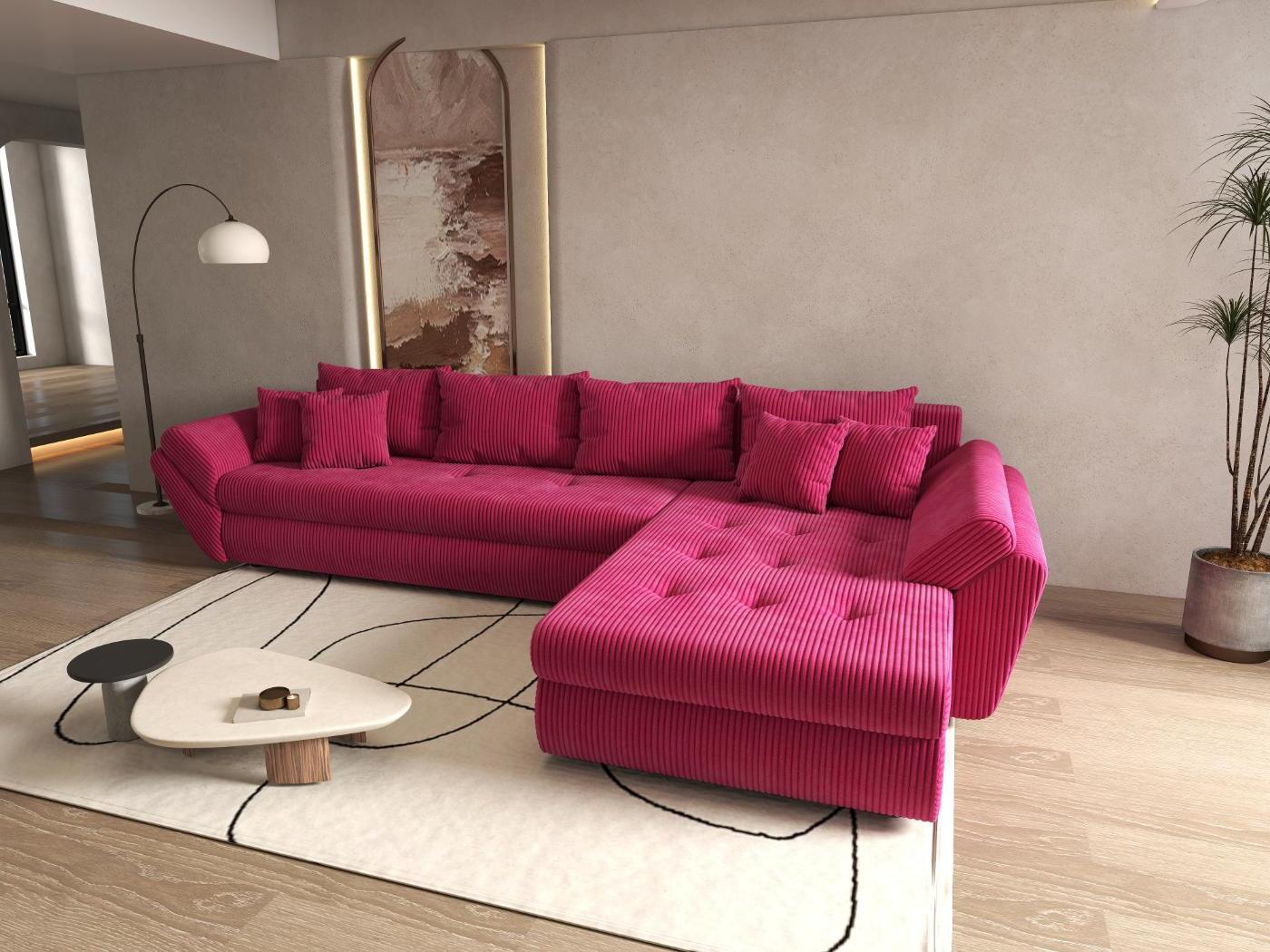 Colțar extensibil dumonde cu ladă de depozitare si sezut confortabil din spuma HR, Loana XL Zoom Rosu II 335x185 cm Fabrica