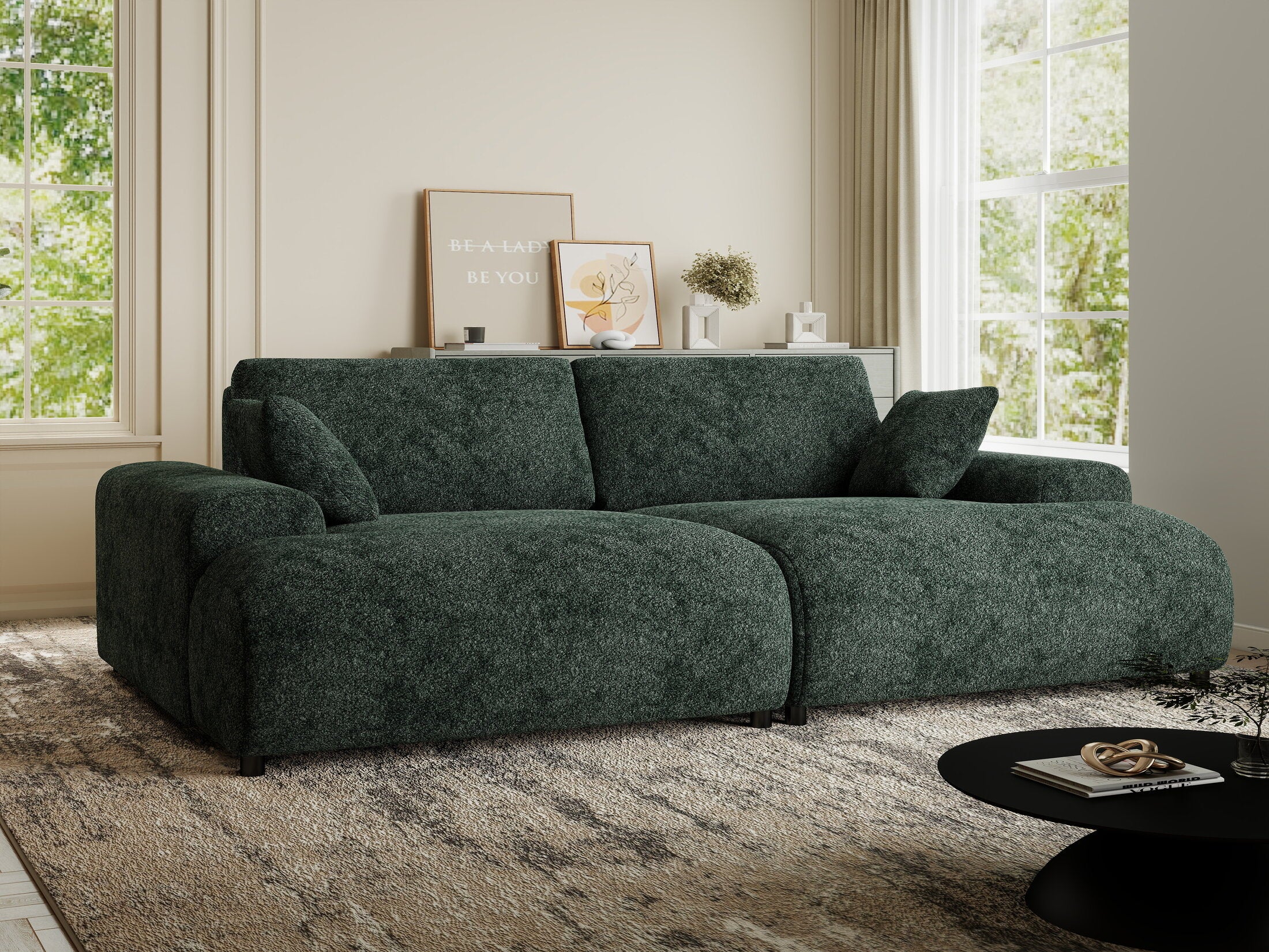 Canapea dumonde cu sezut confortabil din spuma HR, Hudson Euphoria Verde 237x144 cm