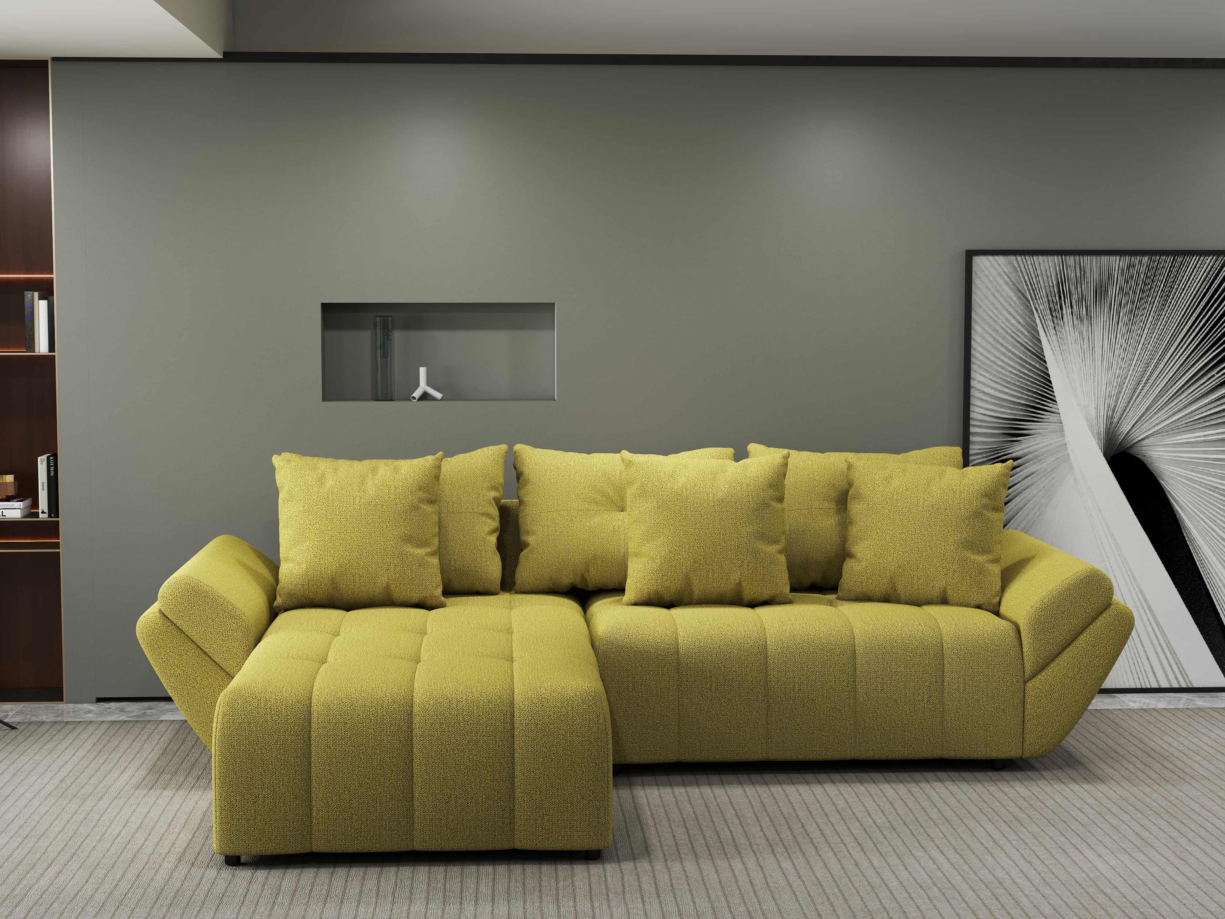 Colțar extensibil dumonde cu ladă de depozitare si sezut confortabil din spuma HR, Berlin Enjoy Verde 280x185 cm Fabrica