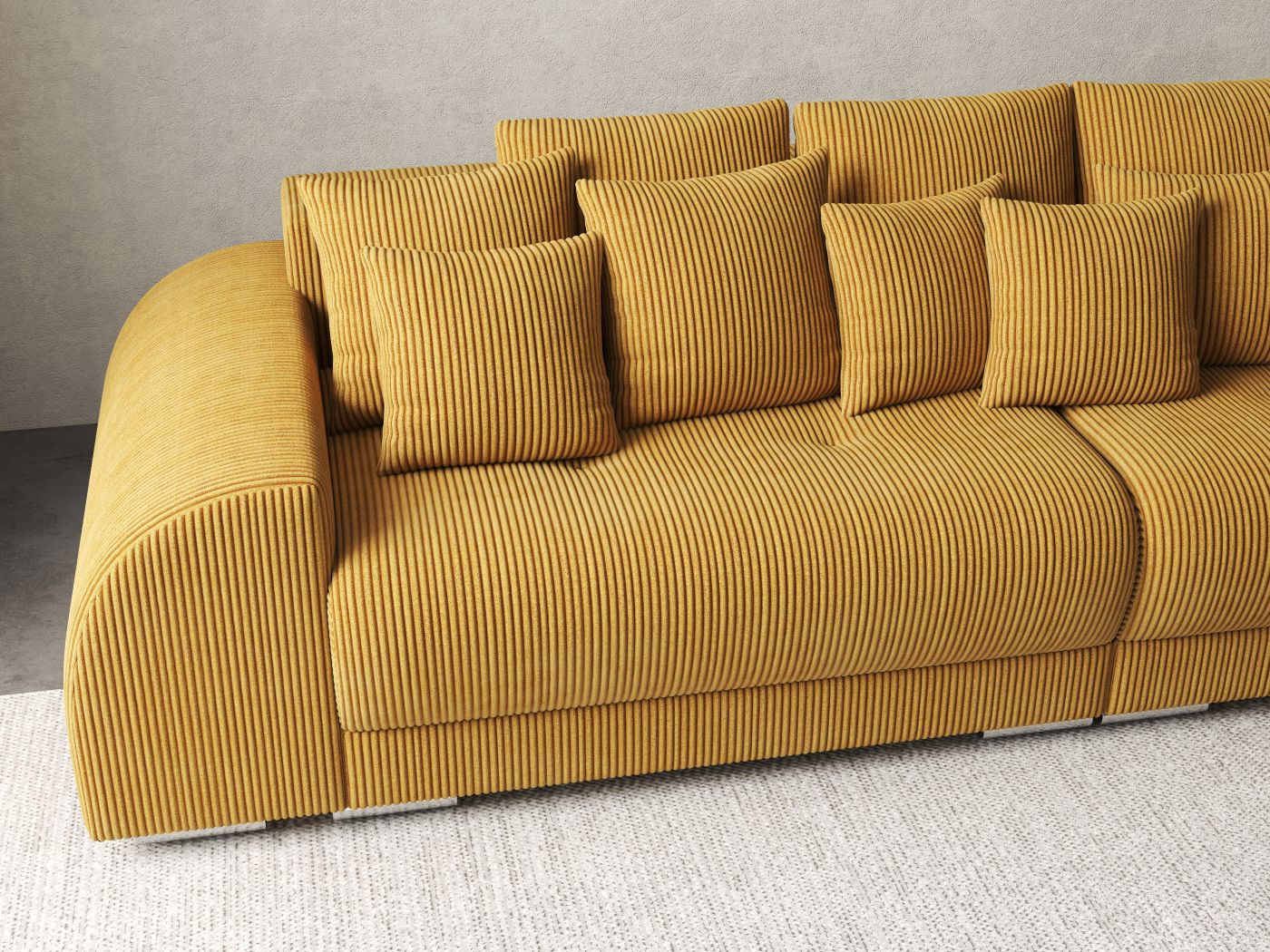 Canapea extensibilă dumonde cu 2 lăzi de depozitare si sezut confortabil din spuma HR, Verona Zoom Mustar 310x100 cm Fabrica