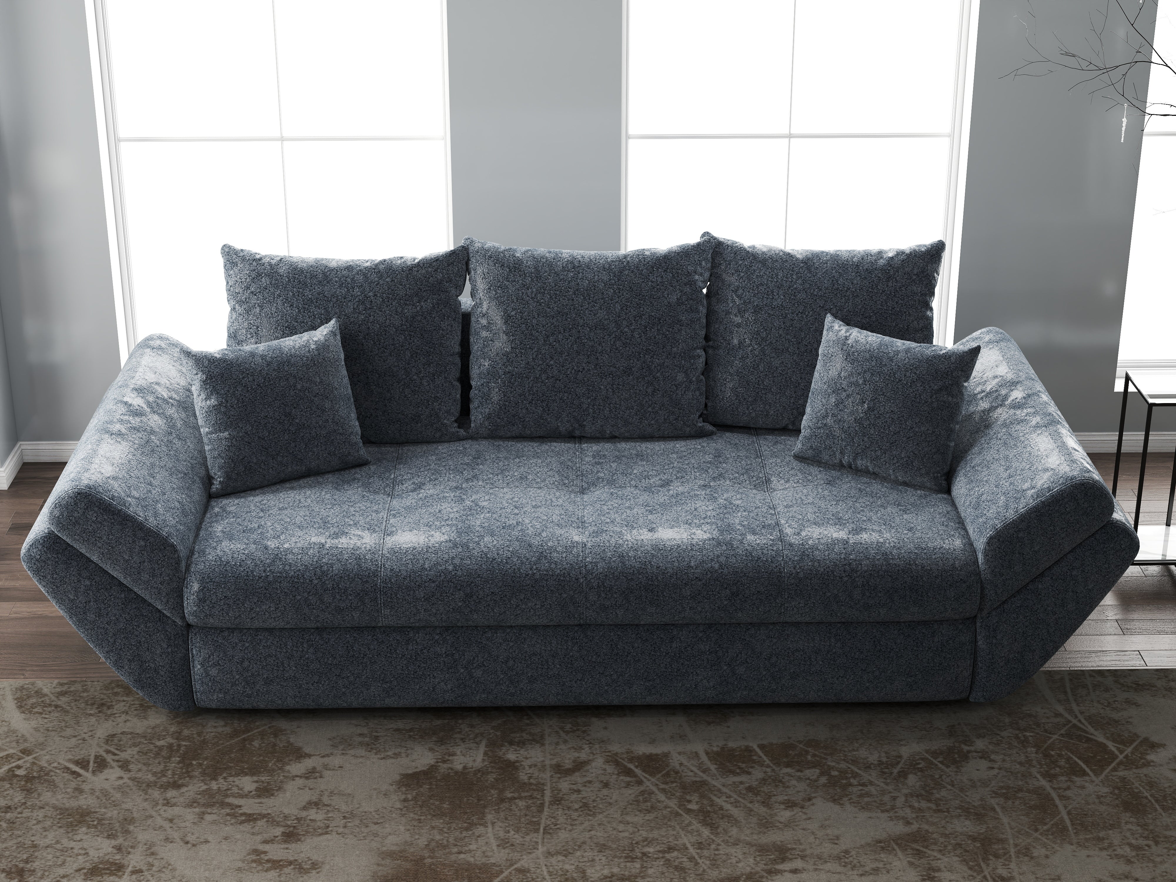 Canapea extensibilă dumonde cu ladă de depozitare si sezut confortabil din spuma HR, Loana Euphoria Grafit 250x100 cm Fabrica