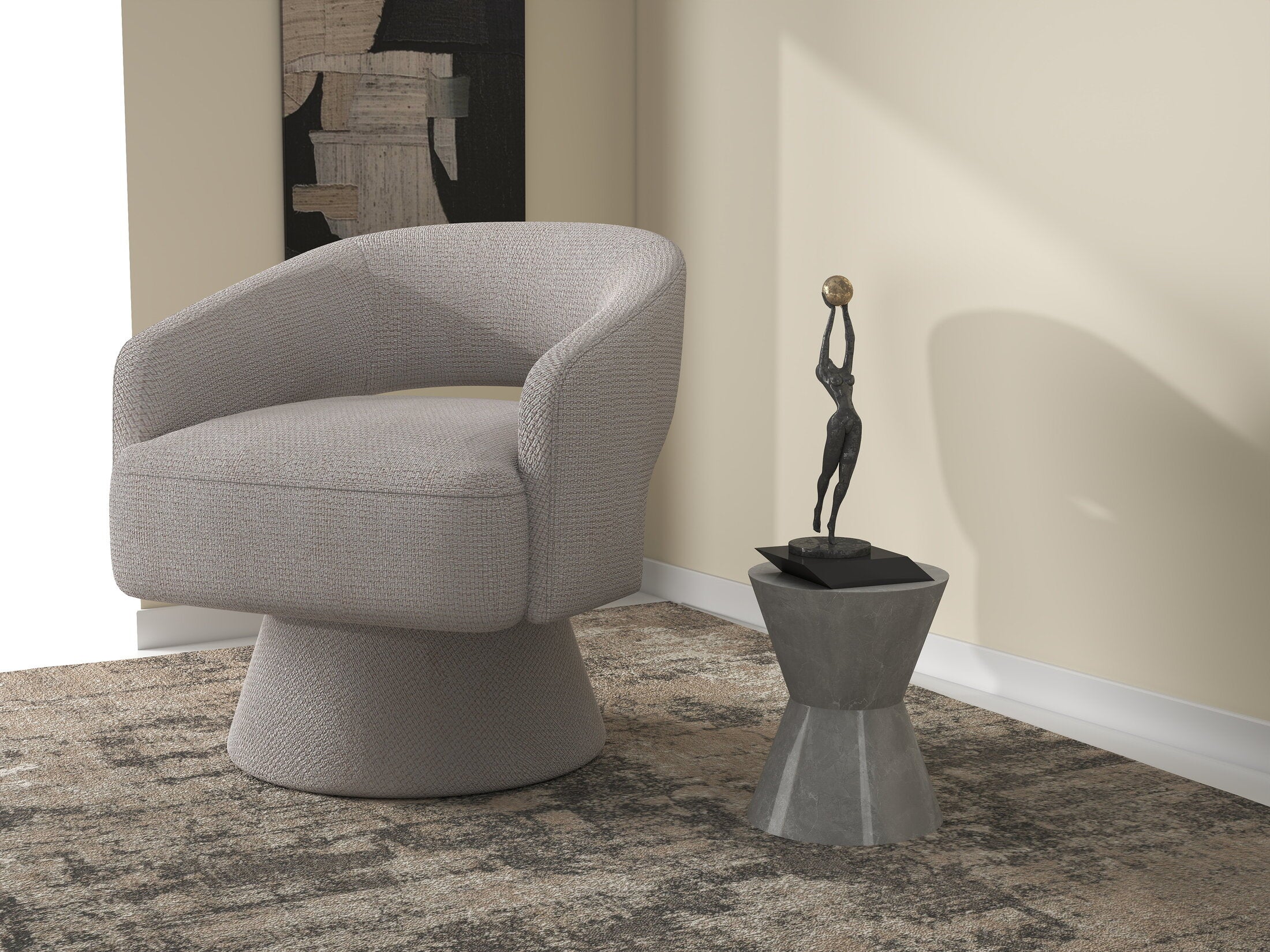 Fotoliu dumonde tapitat Bej modern Solenne 71x68cm