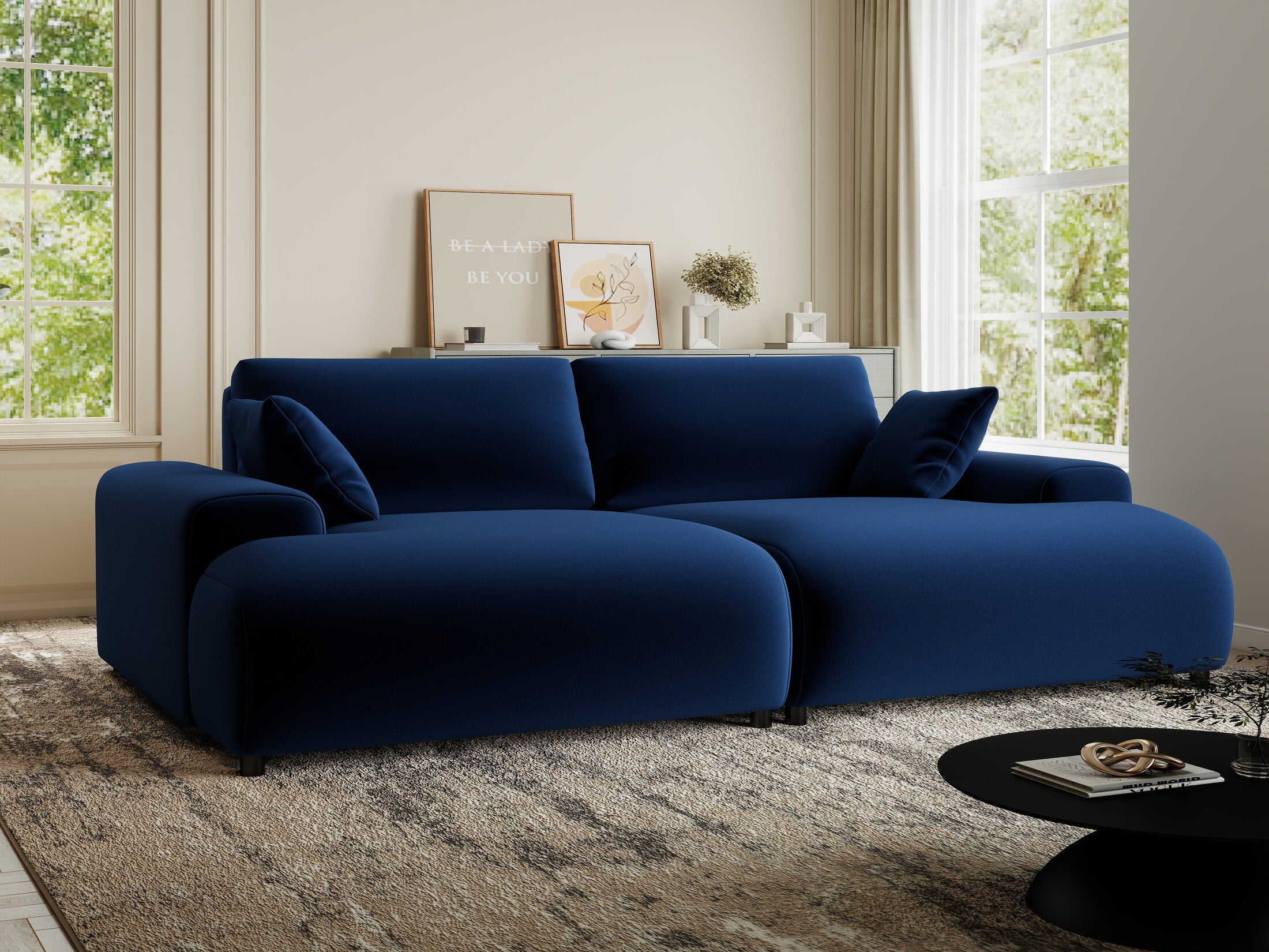 Canapea dumonde cu sezut confortabil din spuma HR, Hudson Royal Albastru Navy 237x144 cm