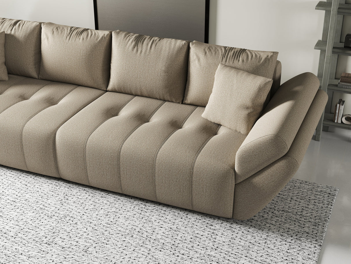 Canapea extensibilă dumonde cu ladă de depozitare si sezut confortabil din spuma HR, Berlin Beige 2 300x100 cm Fabrica