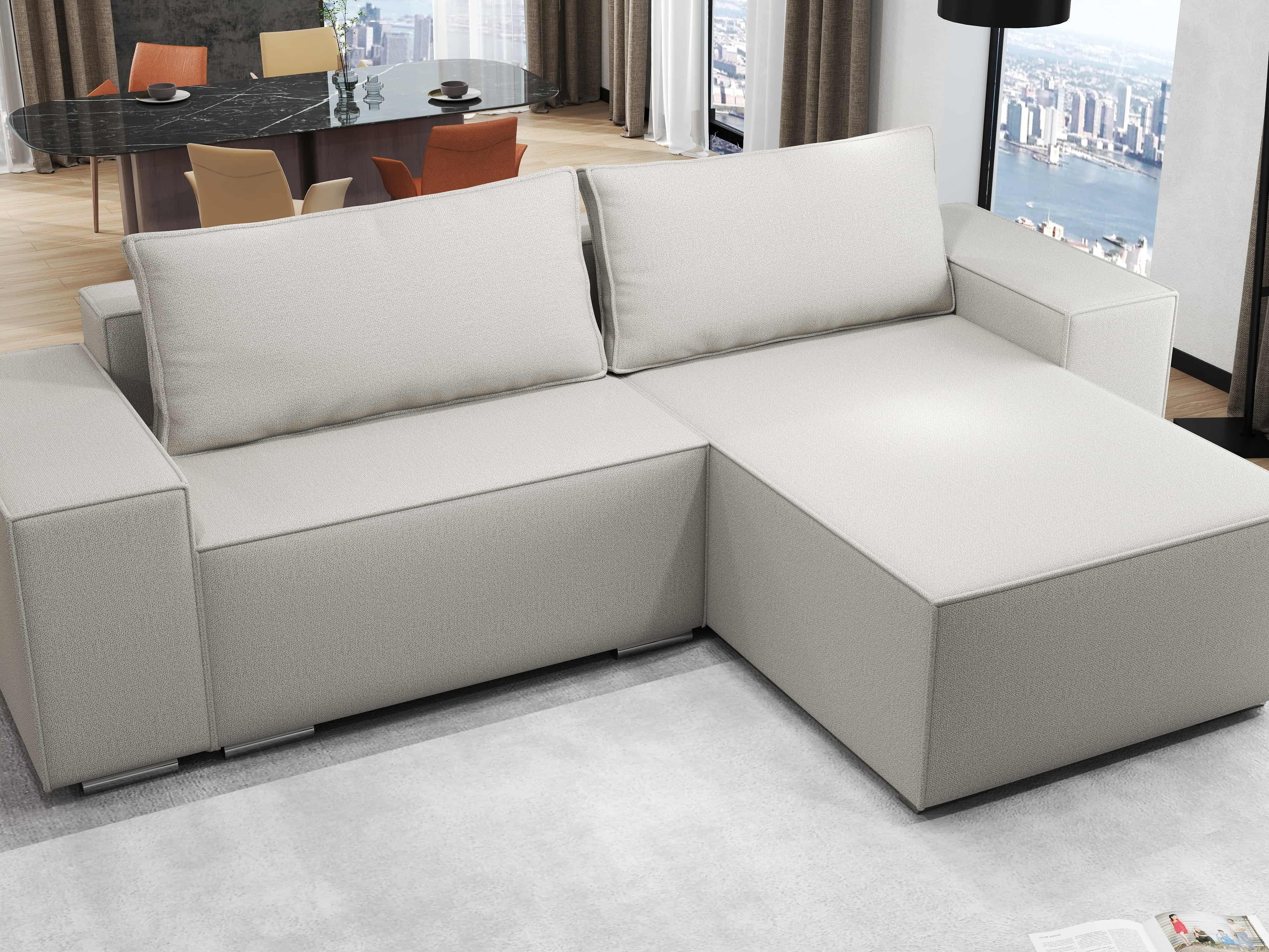 Colțar extensibil dumonde cu ladă de depozitare si sezut confortabil din spuma HR, Dream Enjoy Bej 290x185 cm II Fabrica