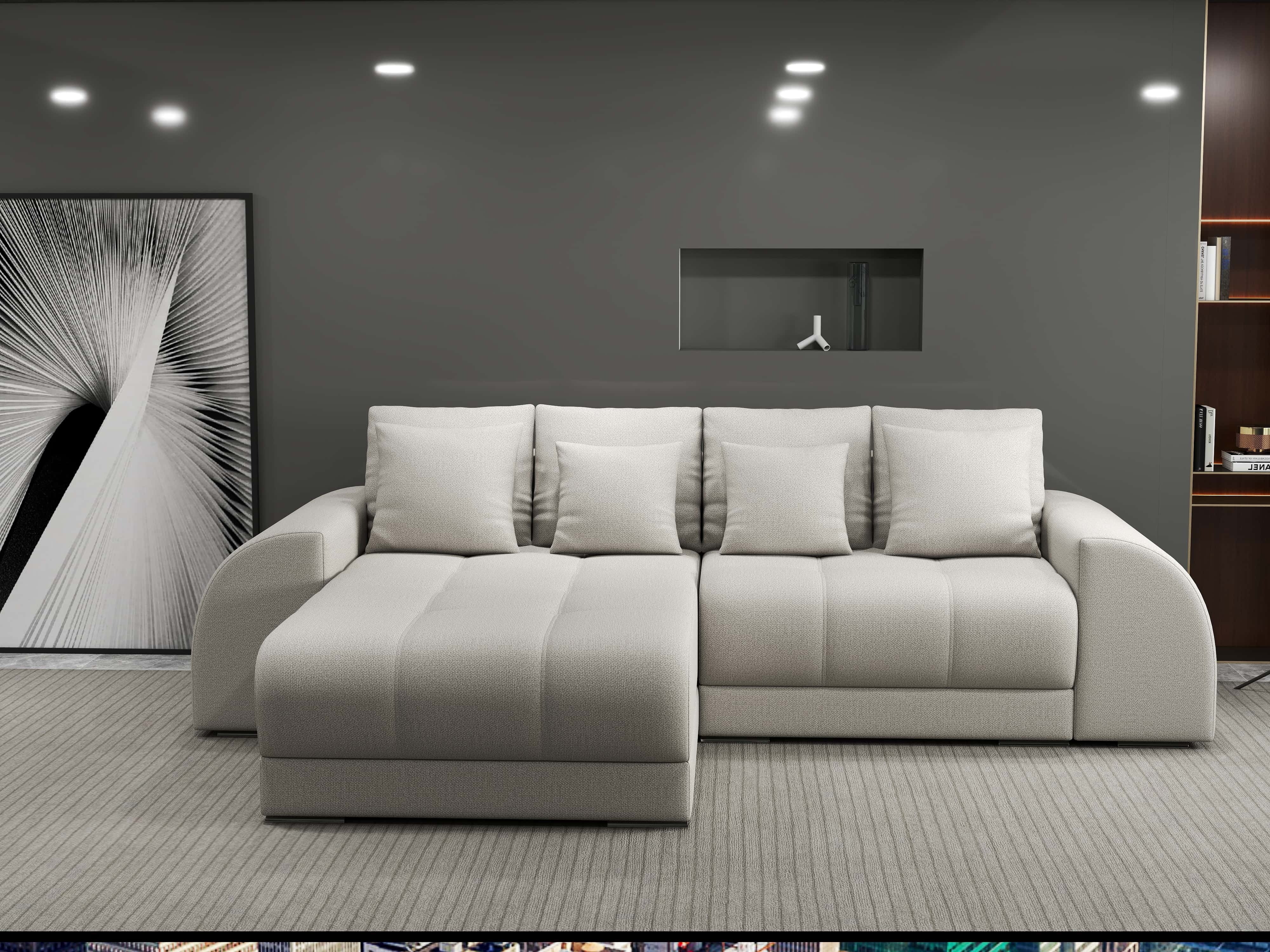 Colțar extensibil dumonde cu ladă de depozitare si sezut confortabil din spuma HR, Verona Enjoy Bej 290x185 cm Fabrica