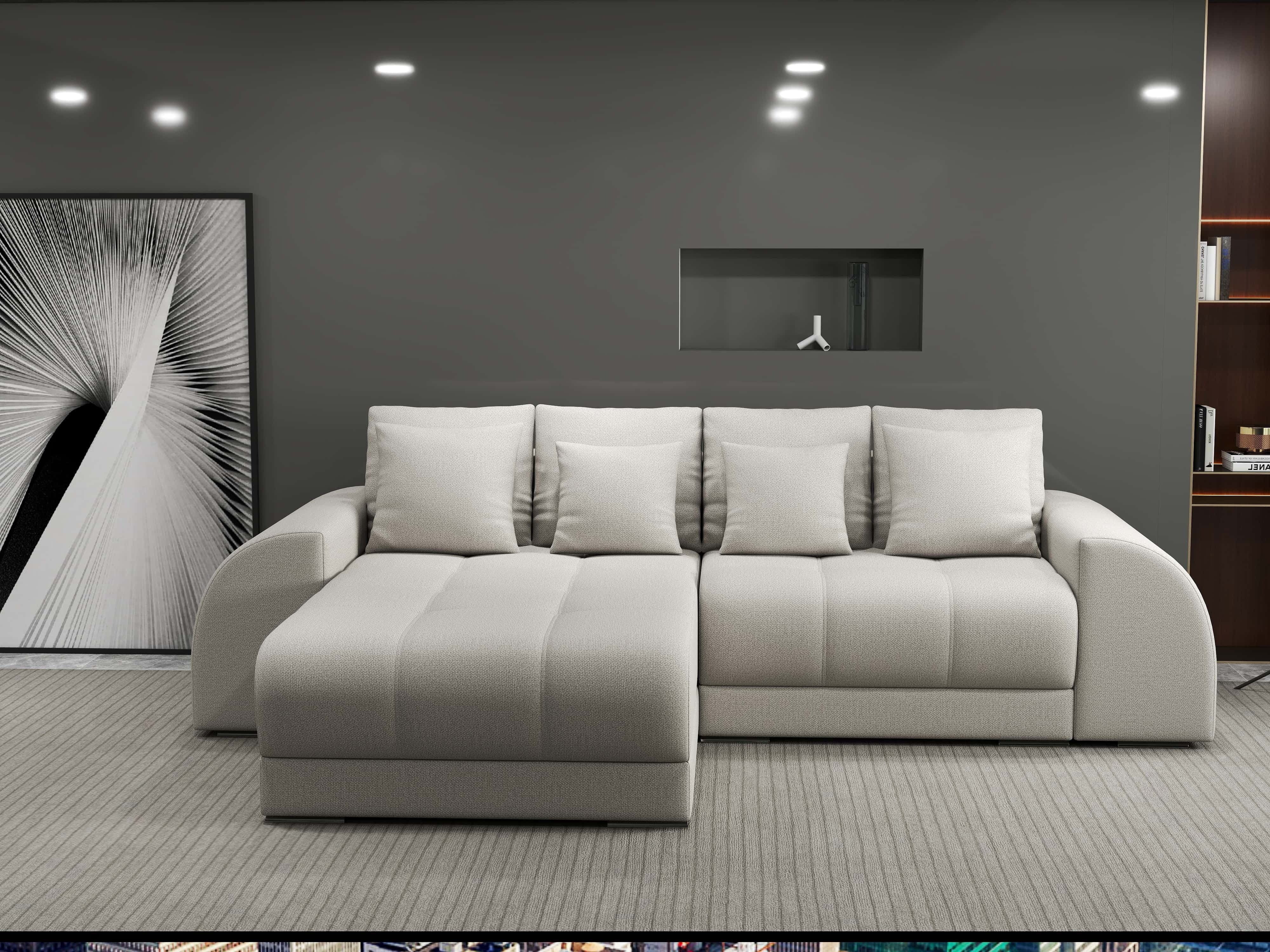 Colțar extensibil dumonde cu ladă de depozitare si sezut confortabil din spuma HR, Verona Enjoy Bej 290x185 cm Fabrica