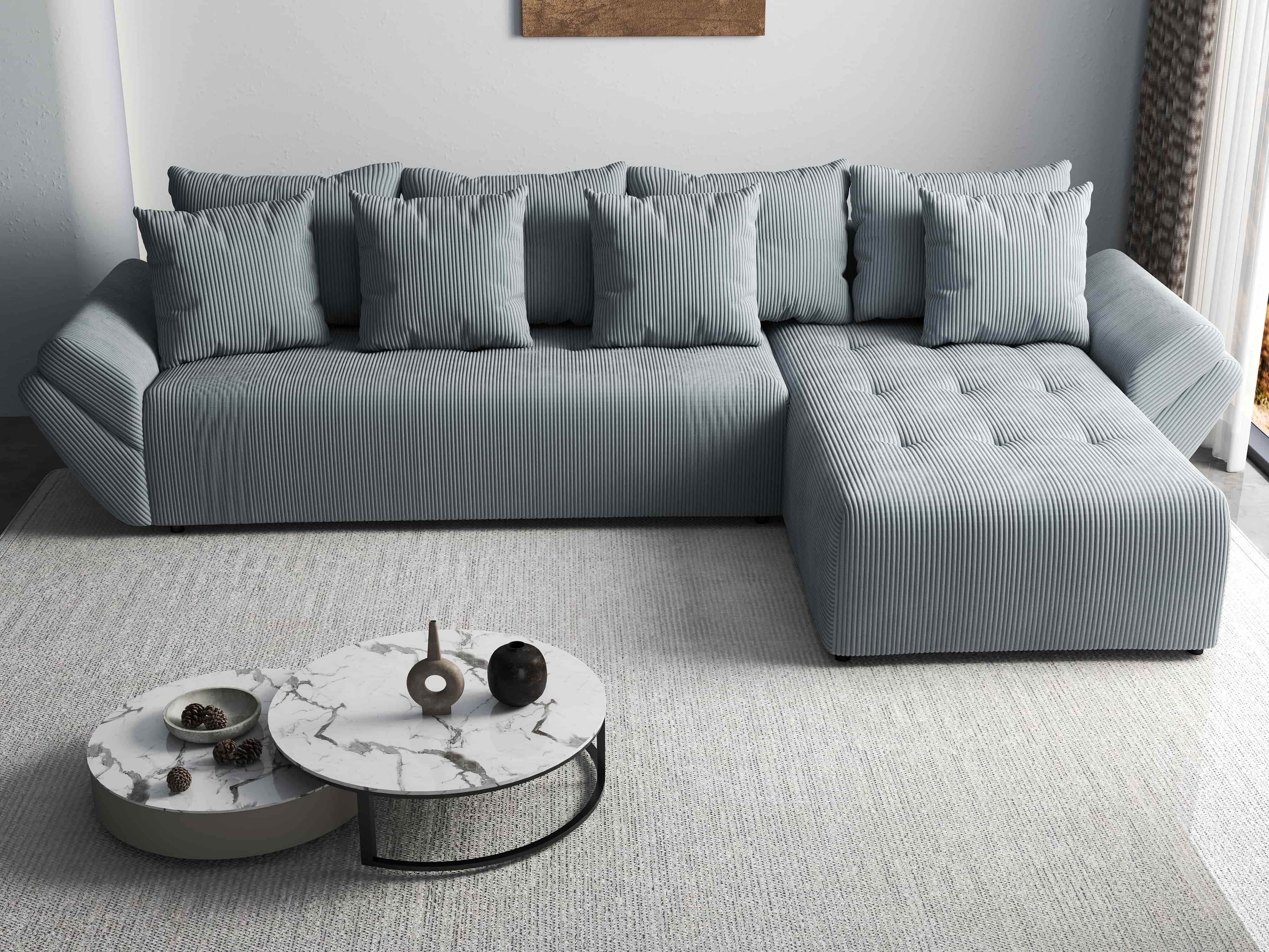 Colțar extensibil dumonde cu ladă de depozitare si sezut confortabil din spuma HR, Berlin XL Zoom Grey II 350x185 cm Fabrica