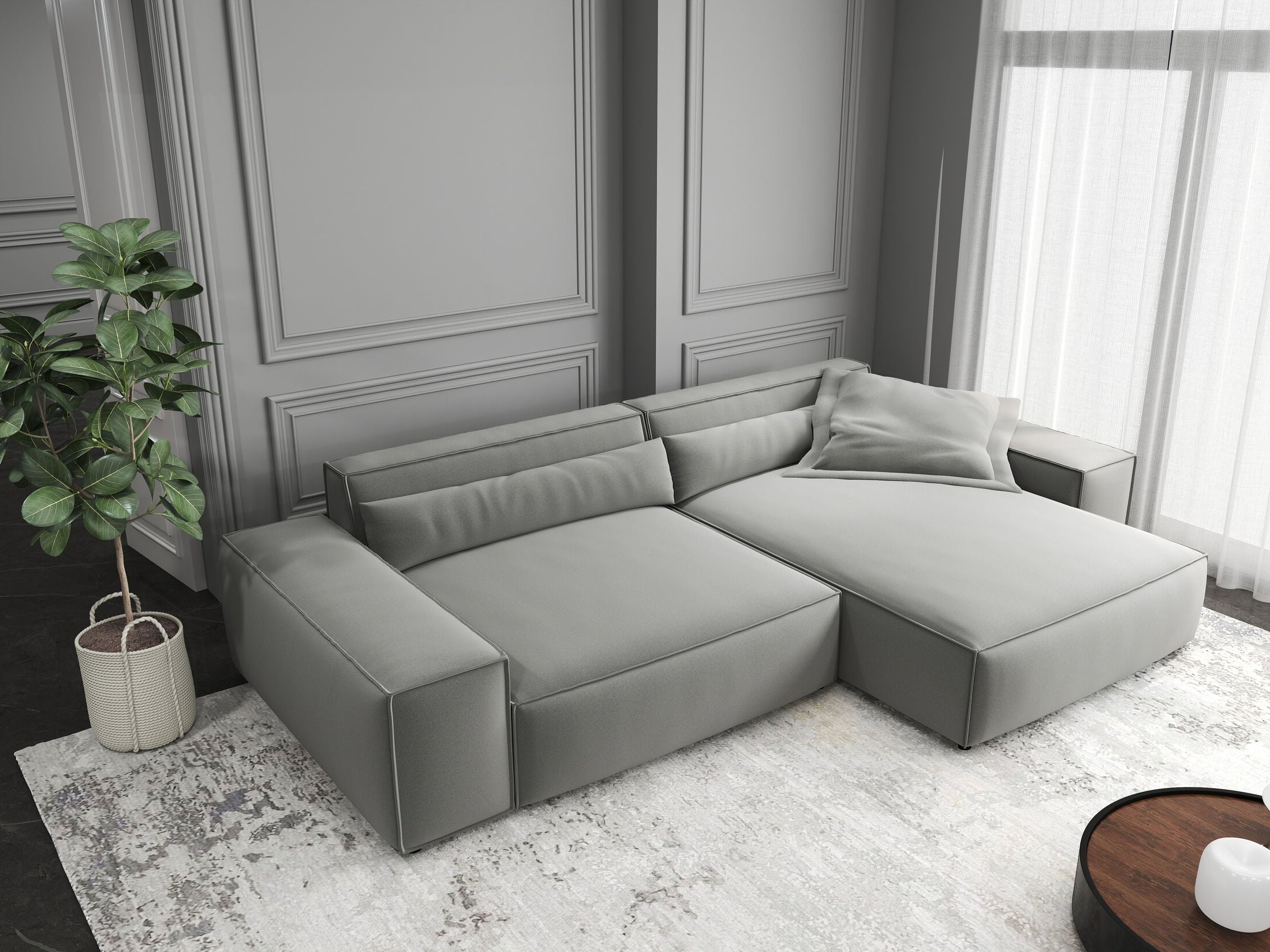 Colțar dumonde cu șezut confortabil din spumă HR, Marvelo Royal Gri 264x175 cm II