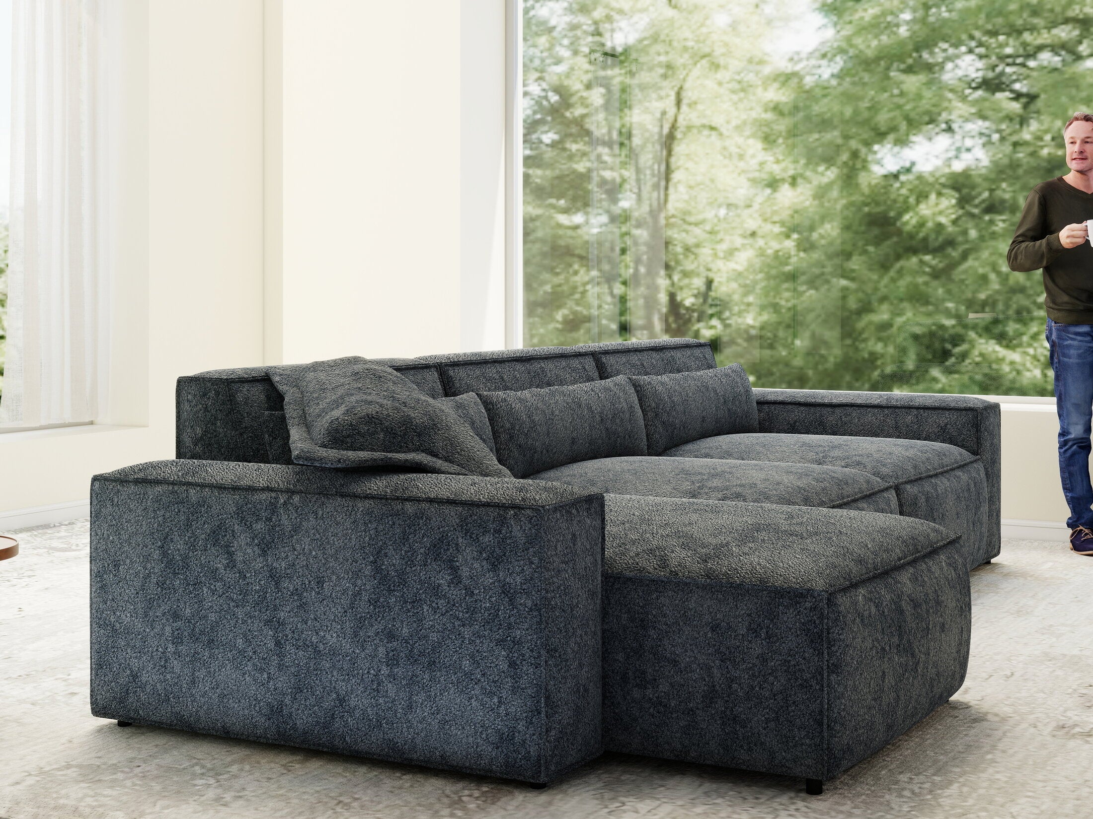 Colțar dumonde cu sezut confortabil din spuma HR, Marvelo XL Euphoria Gri Grafit 366x175 cm