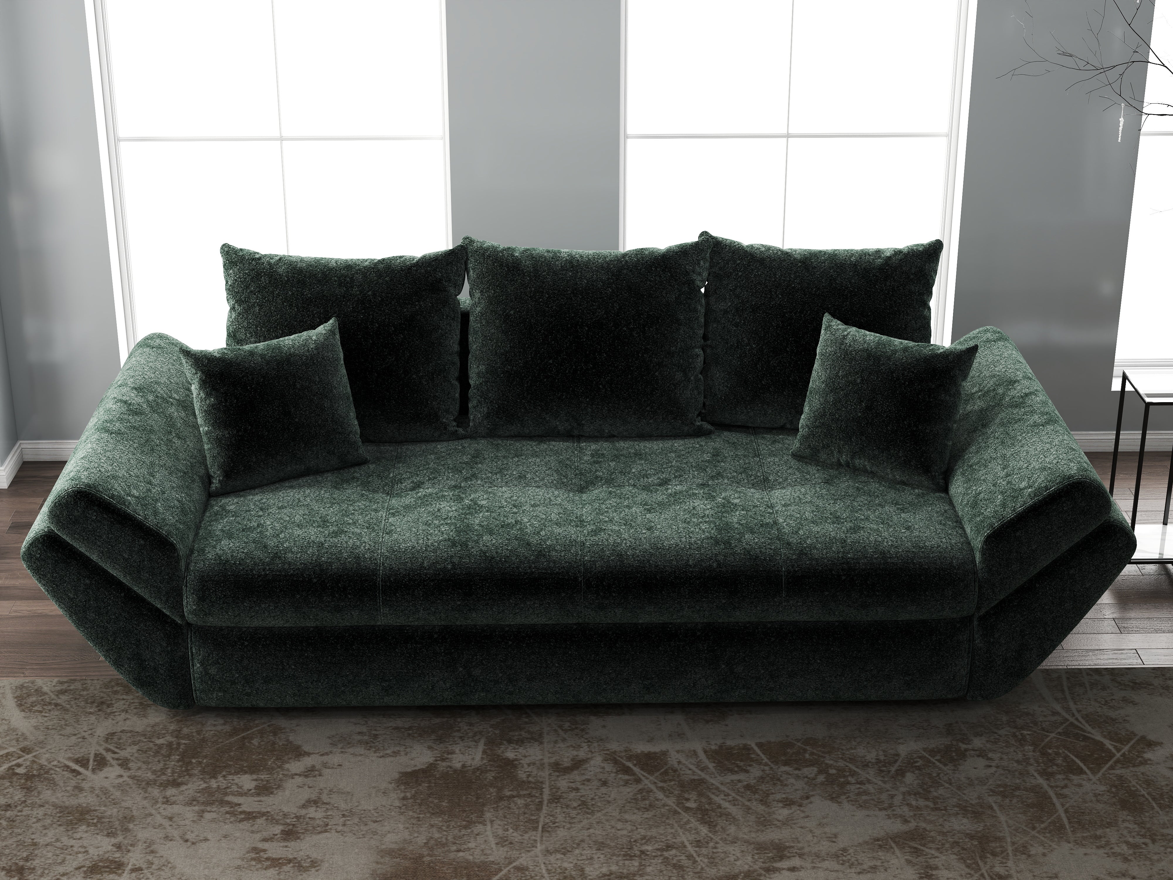 Canapea extensibilă dumonde cu ladă de depozitare si sezut confortabil din spuma HR, Loana Euphoria Verde 250x100 cm Fabrica