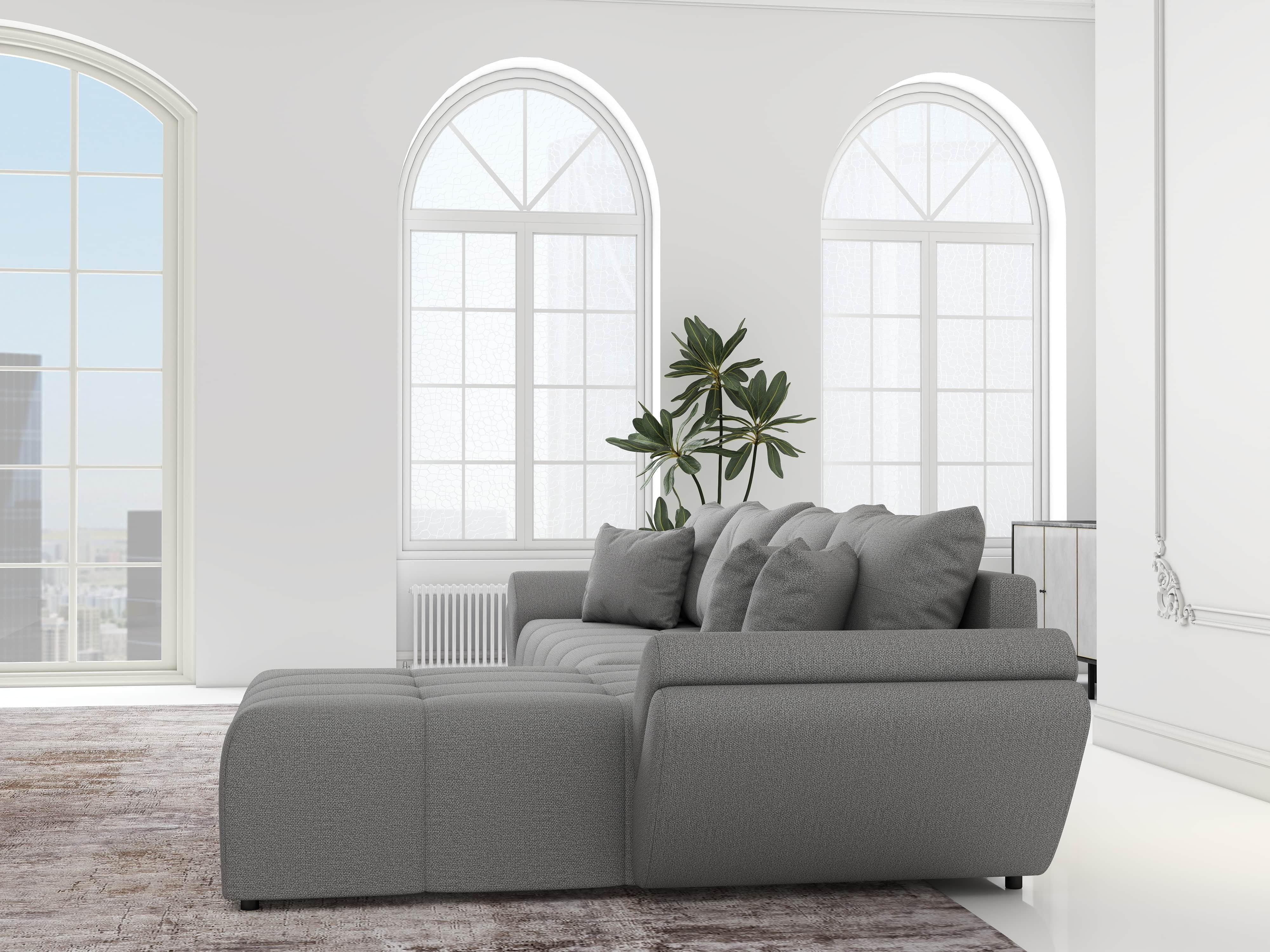 Colțar extensibil dumonde cu ladă de depozitare si sezut confortabil din spuma HR, Berlin XL Enjoy Grey 350x185 cm II Fabrica