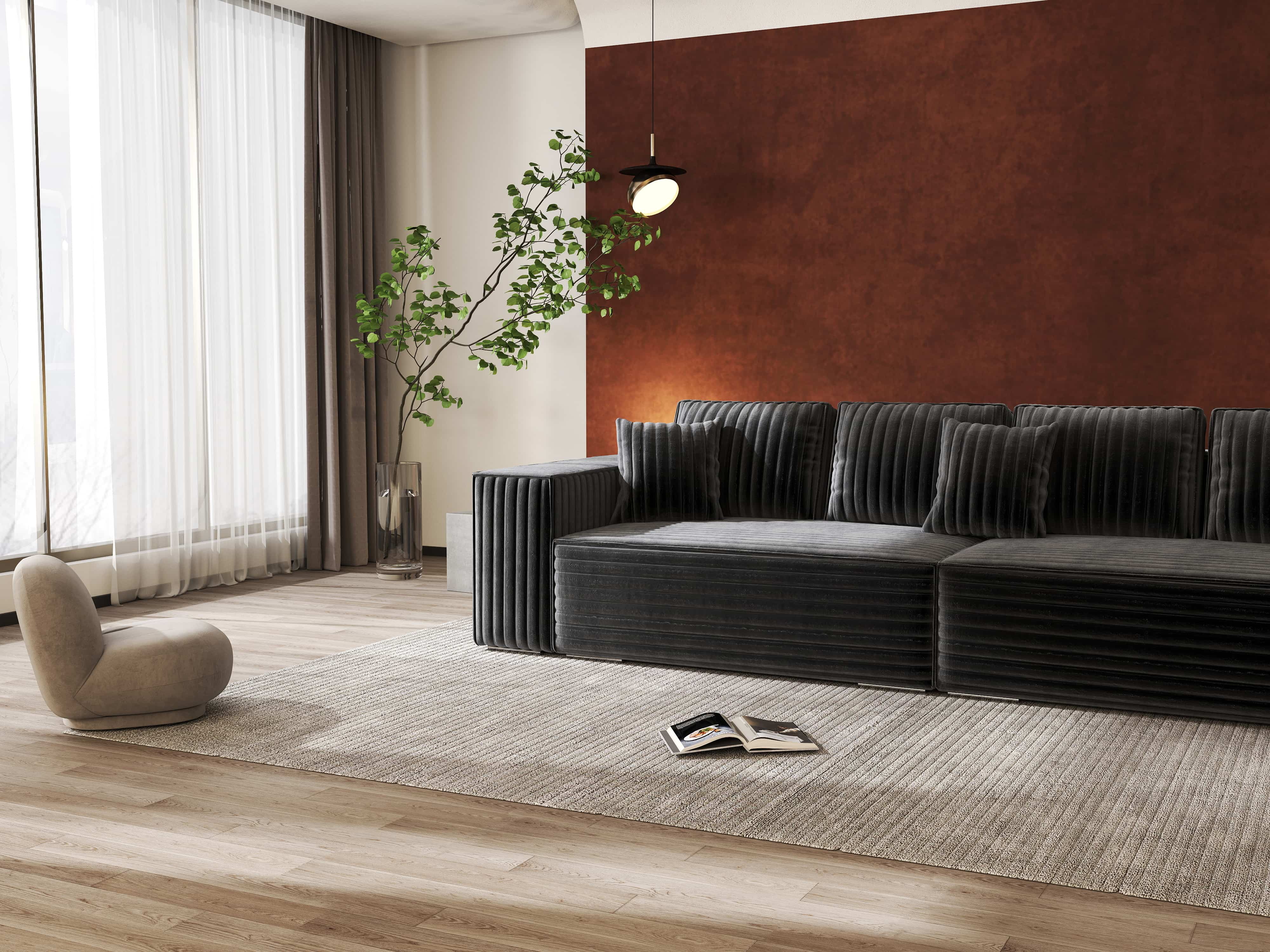 Canapea extensibilă dumonde cu ladă de depozitare si sezut confortabil din spuma HR, Dream Ambience Gri 310x100 cm Fabrica