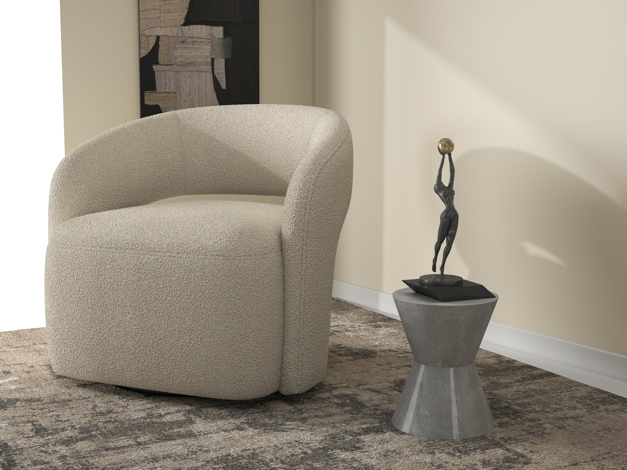 Fotoliu dumonde tapitat Bej modern Elvaro 77x83cm