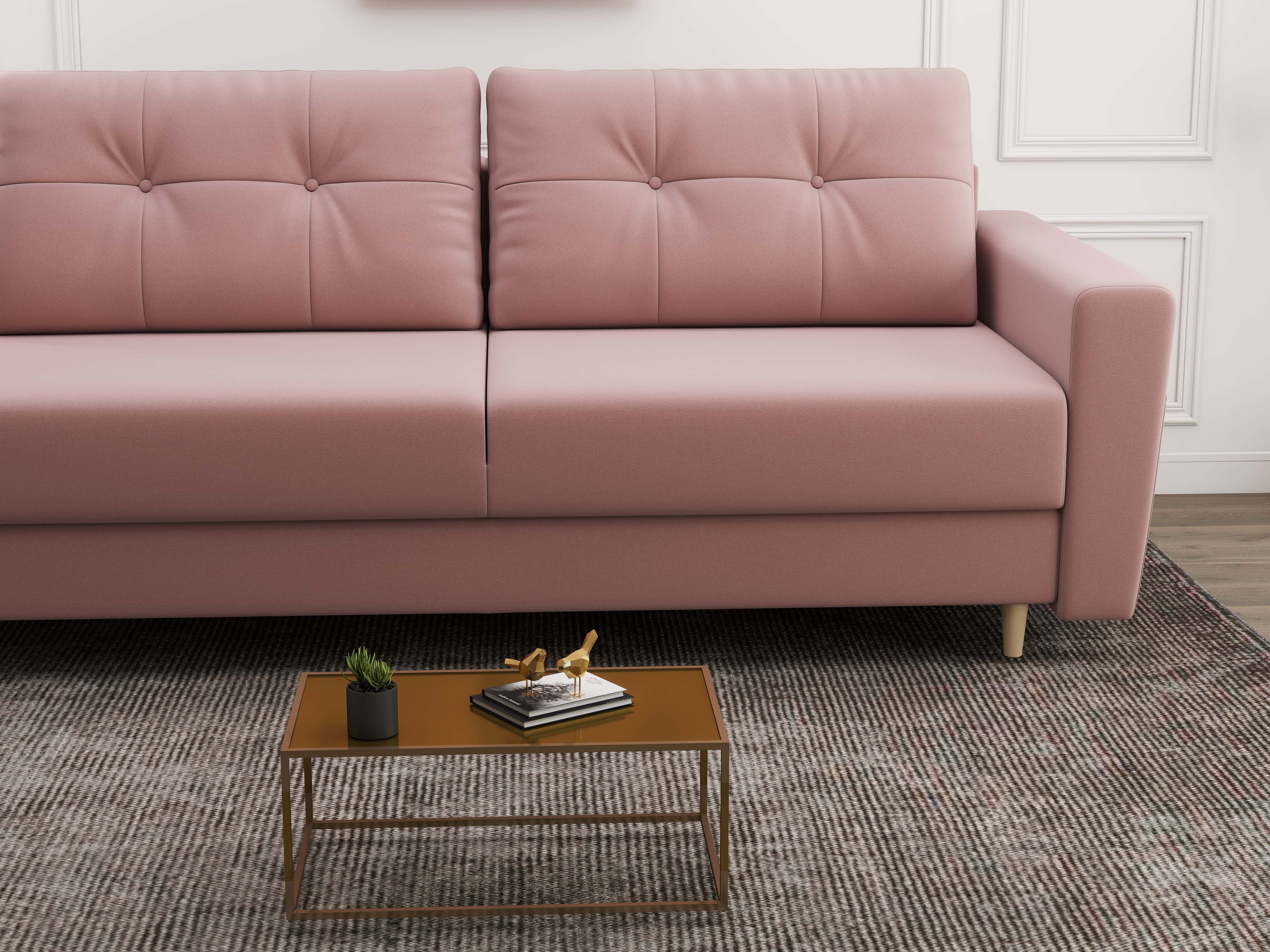 Canapea extensibilă dumonde cu ladă de depozitare si sezut confortabil din spuma HR, Summer Royal Roz 225x100 cm fabrica