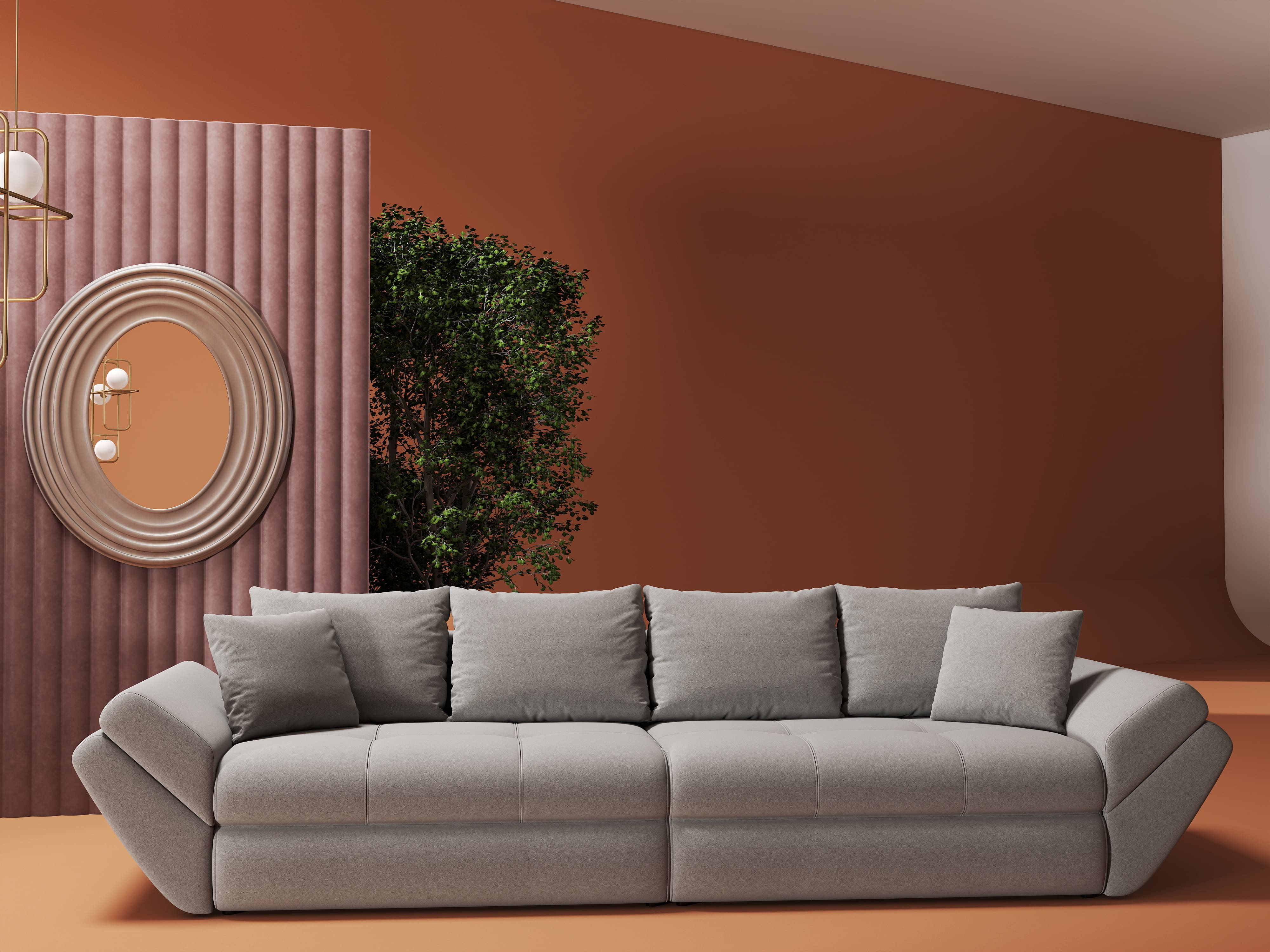 Canapea extensibilă dumonde cu ladă de depozitare si sezut confortabil din spuma HR, Loana Royal Gri 300x100 cm Fabrica