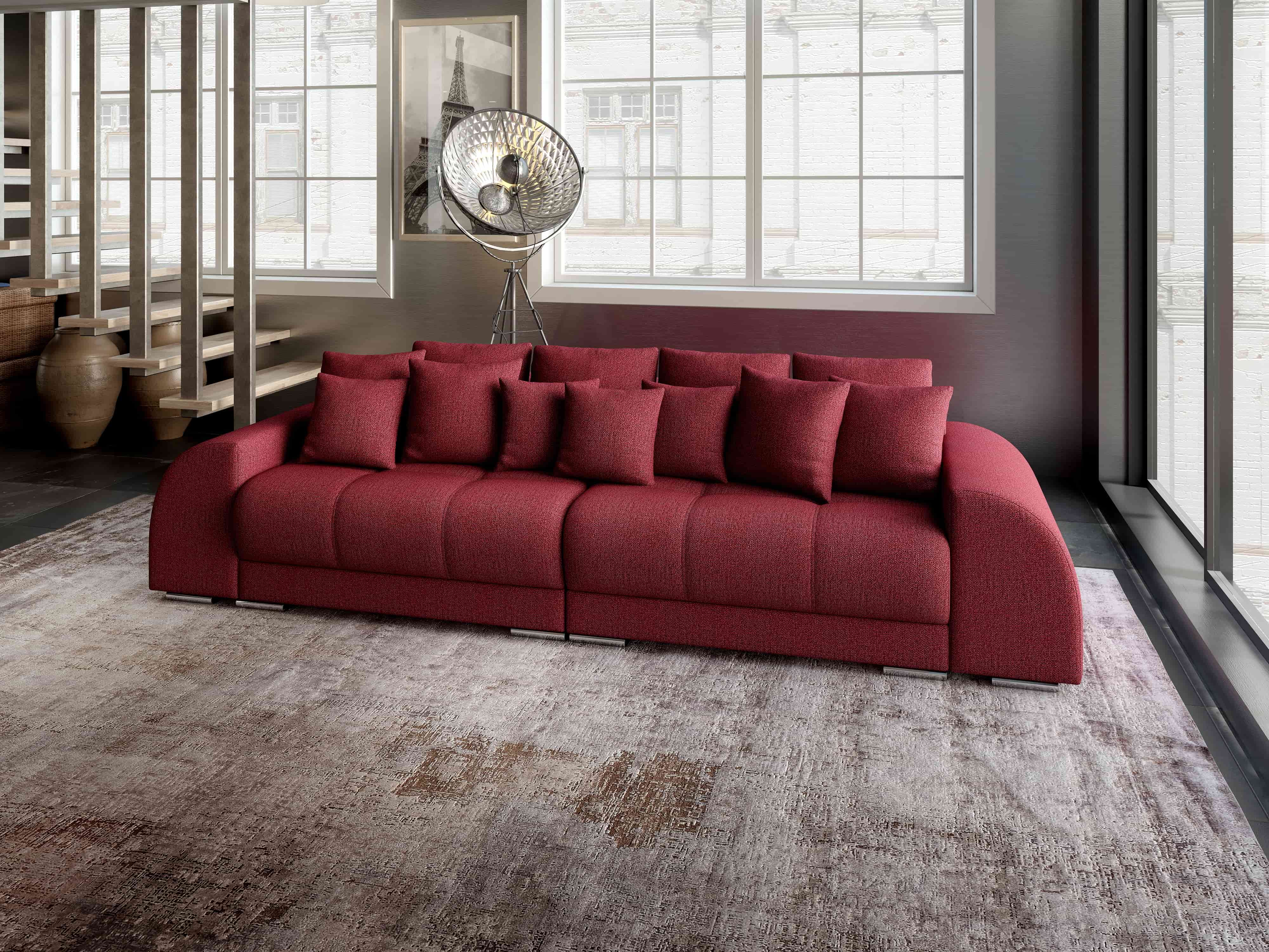 Canapea extensibilă dumonde cu 2 lăzi de depozitare si sezut confortabil din spuma HR, Verona Enjoy Red 310x100 cm Fabrica