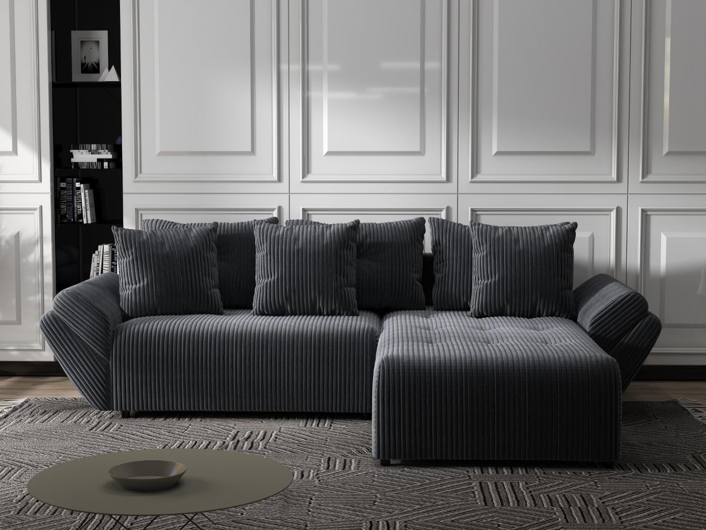 Colțar extensibil dumonde cu ladă de depozitare si sezut confortabil din spuma HR, Berlin Ambience Gri 280x185 cm II Fabrica