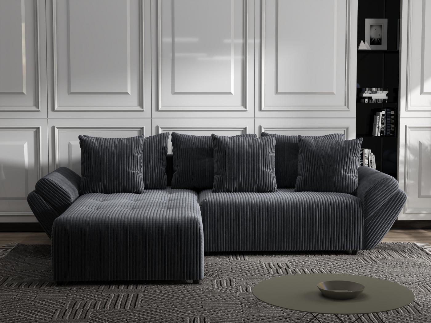 Colțar extensibil dumonde cu ladă de depozitare si sezut confortabil din spuma HR, Berlin Ambience Gri 280x185 cm Fabrica