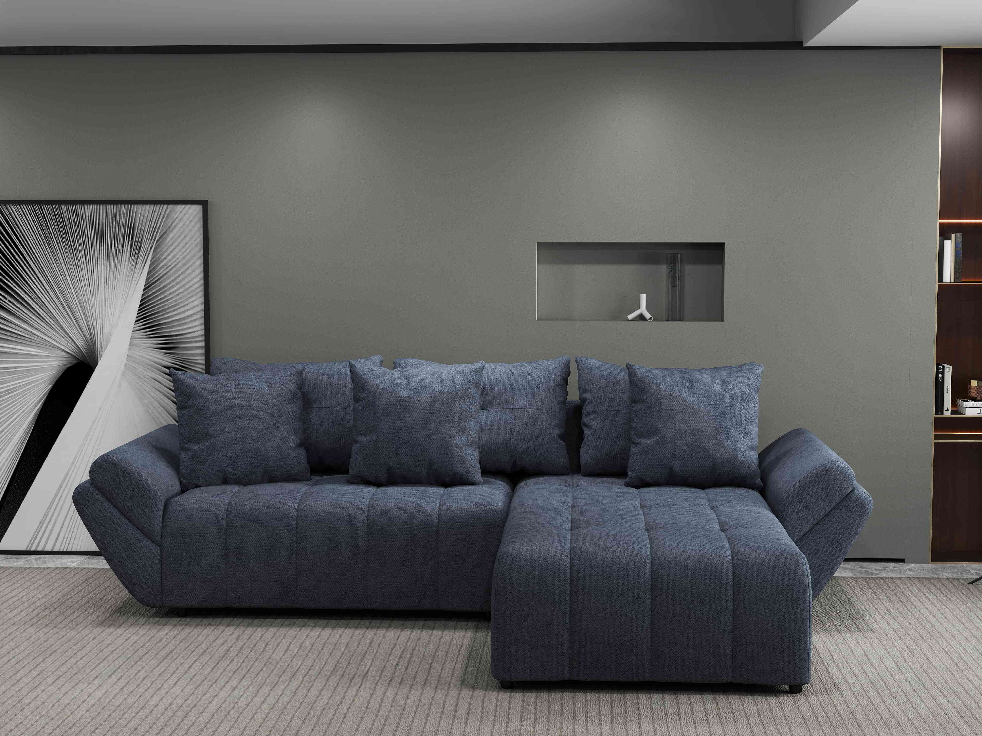 Colțar extensibil dumonde cu ladă de depozitare si sezut confortabil din spuma HR, Berlin Enjoy Antracit II 280x185 cm Fabrica