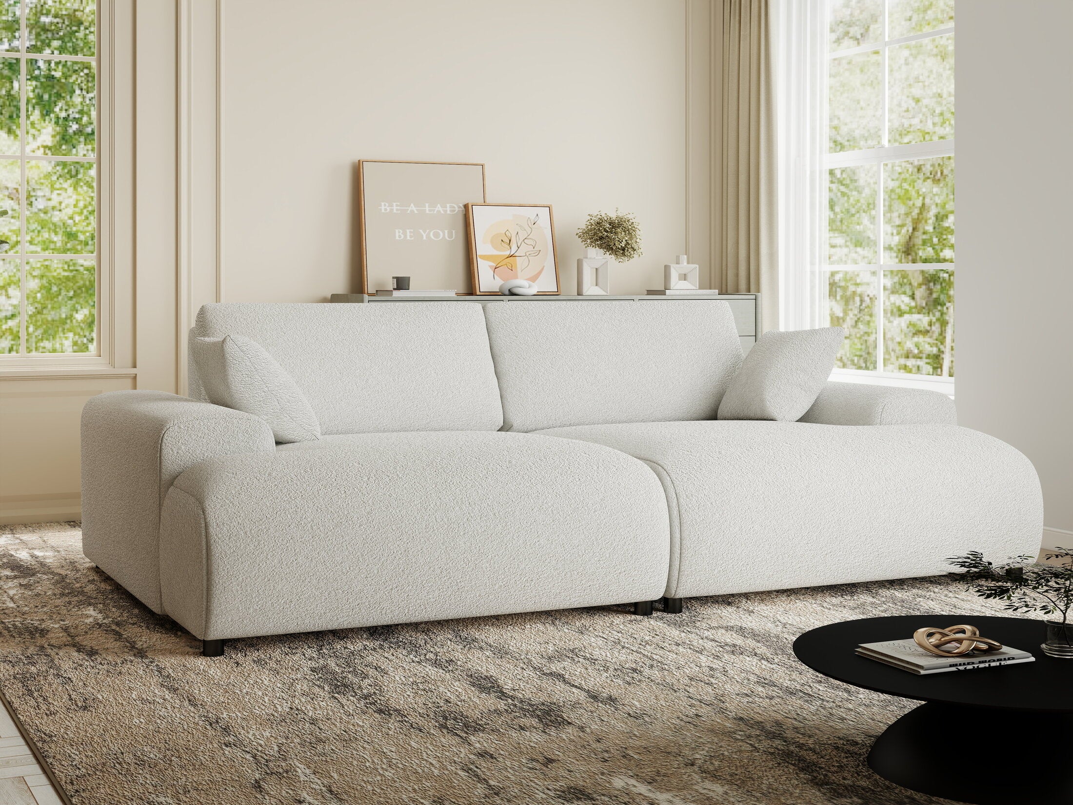 Canapea dumonde cu sezut confortabil din spuma HR, Hudson Euphoria Alb 237x144 cm