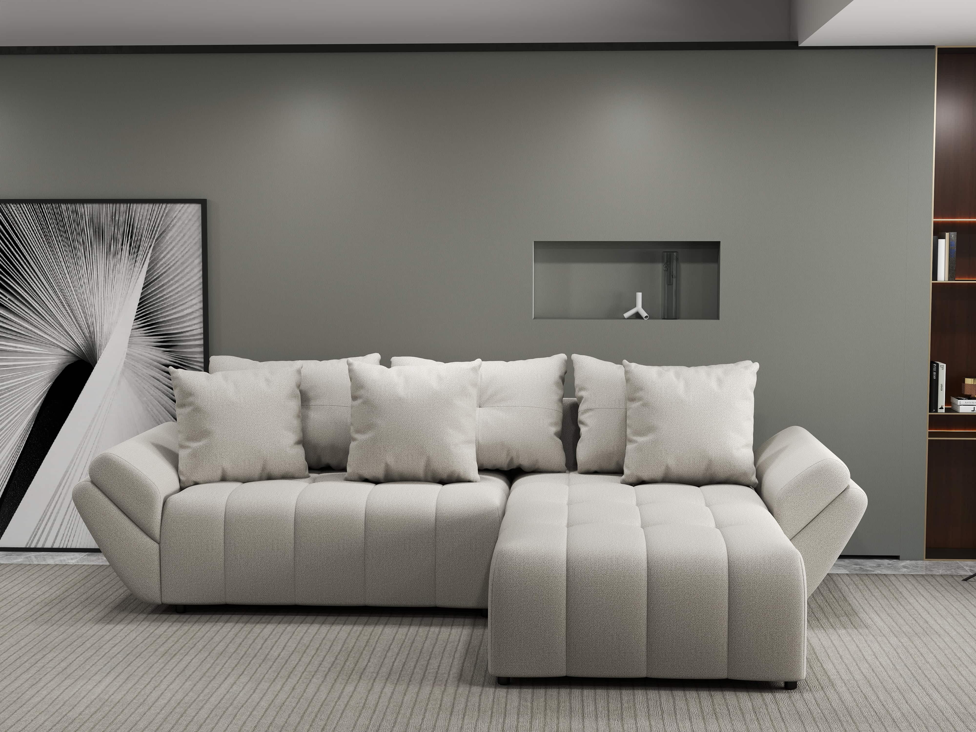 Colțar extensibil dumonde cu ladă de depozitare si sezut confortabil din spuma HR, Berlin Enjoy Bej 280x185 cm II Fabrica