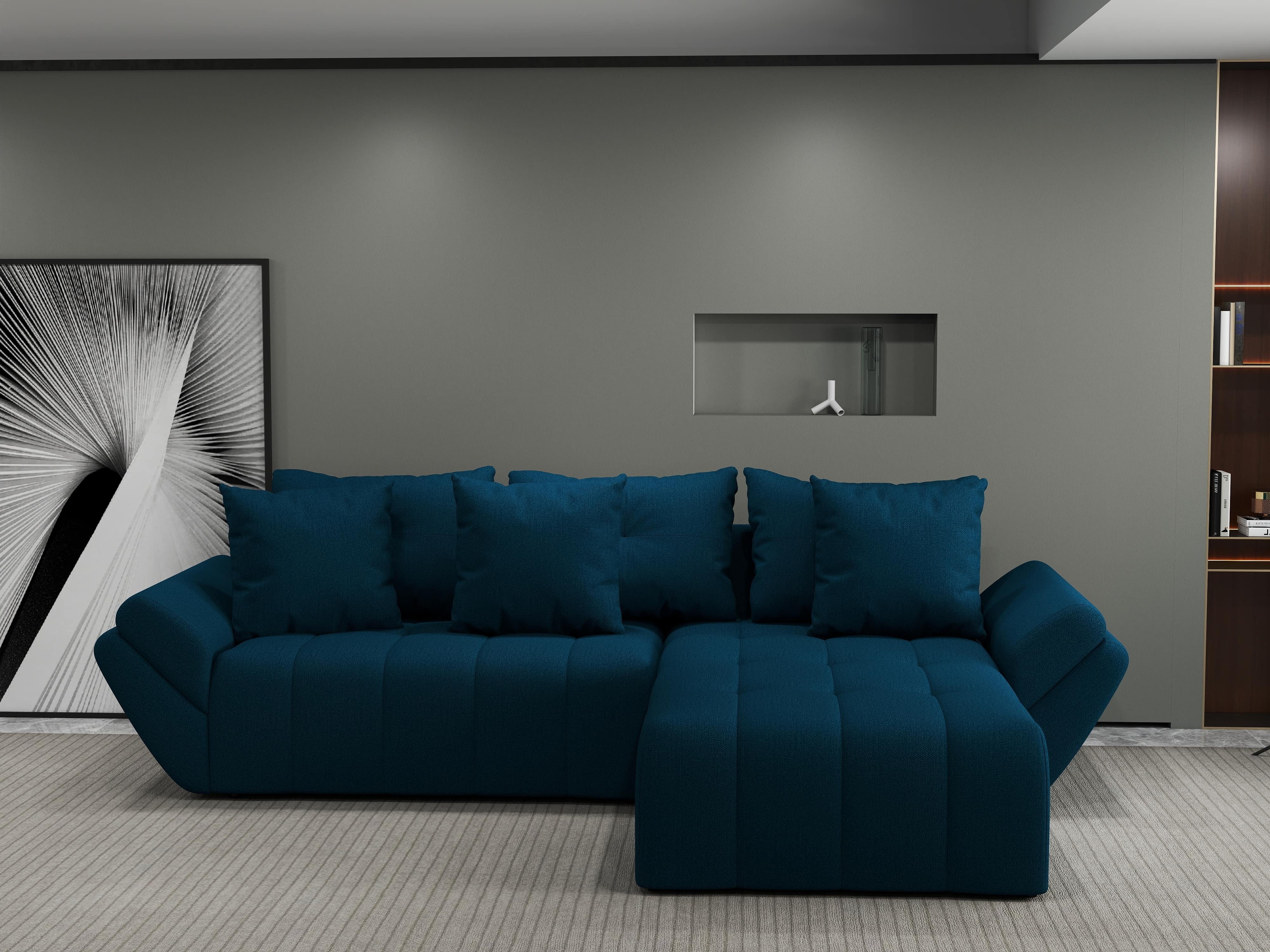 Colțar extensibil dumonde cu ladă de depozitare si sezut confortabil din spuma HR, Berlin Enjoy Petrol 280x185 cm II Fabrica