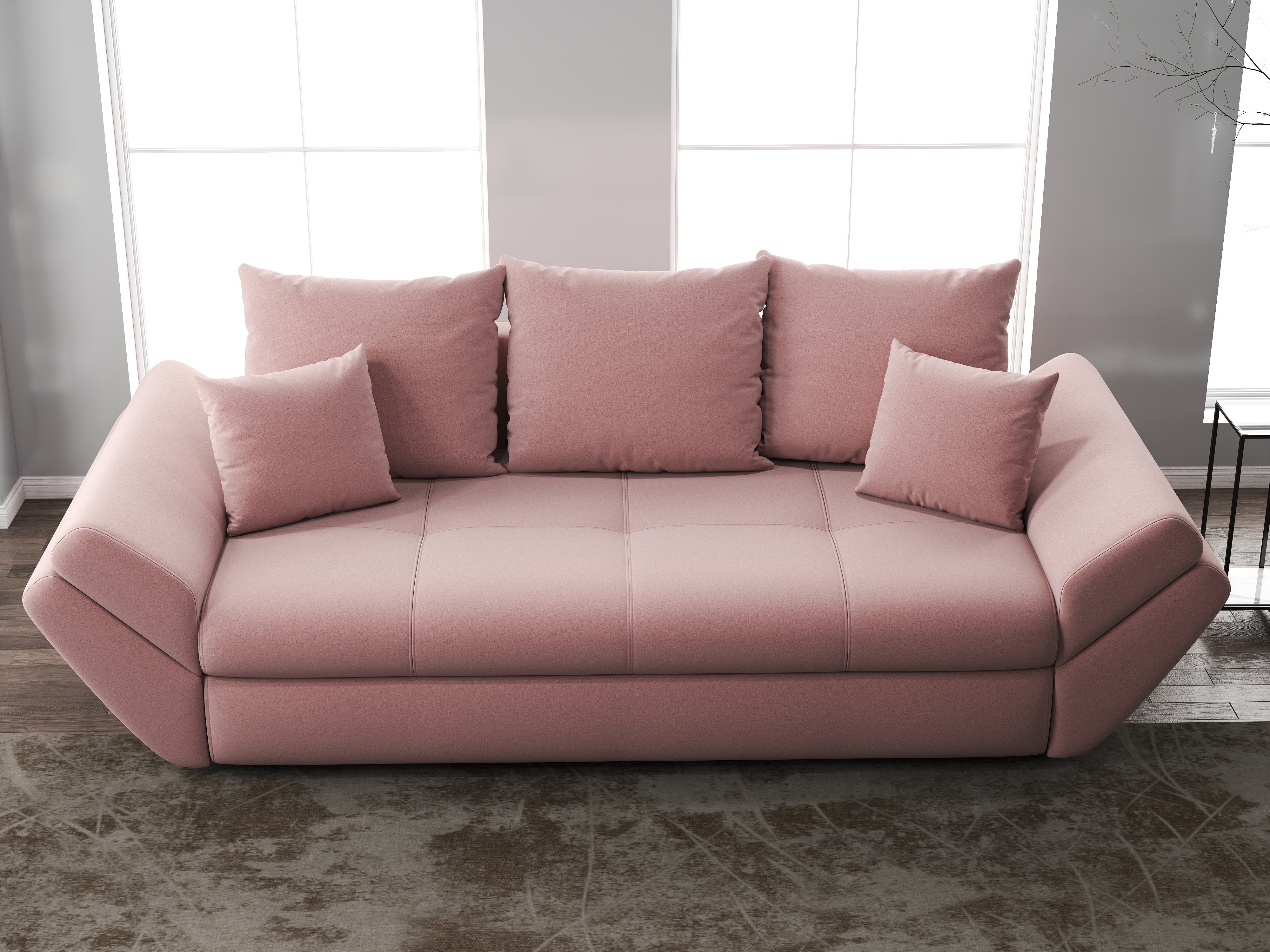 Canapea extensibilă dumonde cu ladă de depozitare si sezut confortabil din spuma HR, Loana Royal Pink 250x100 cm Fabrica