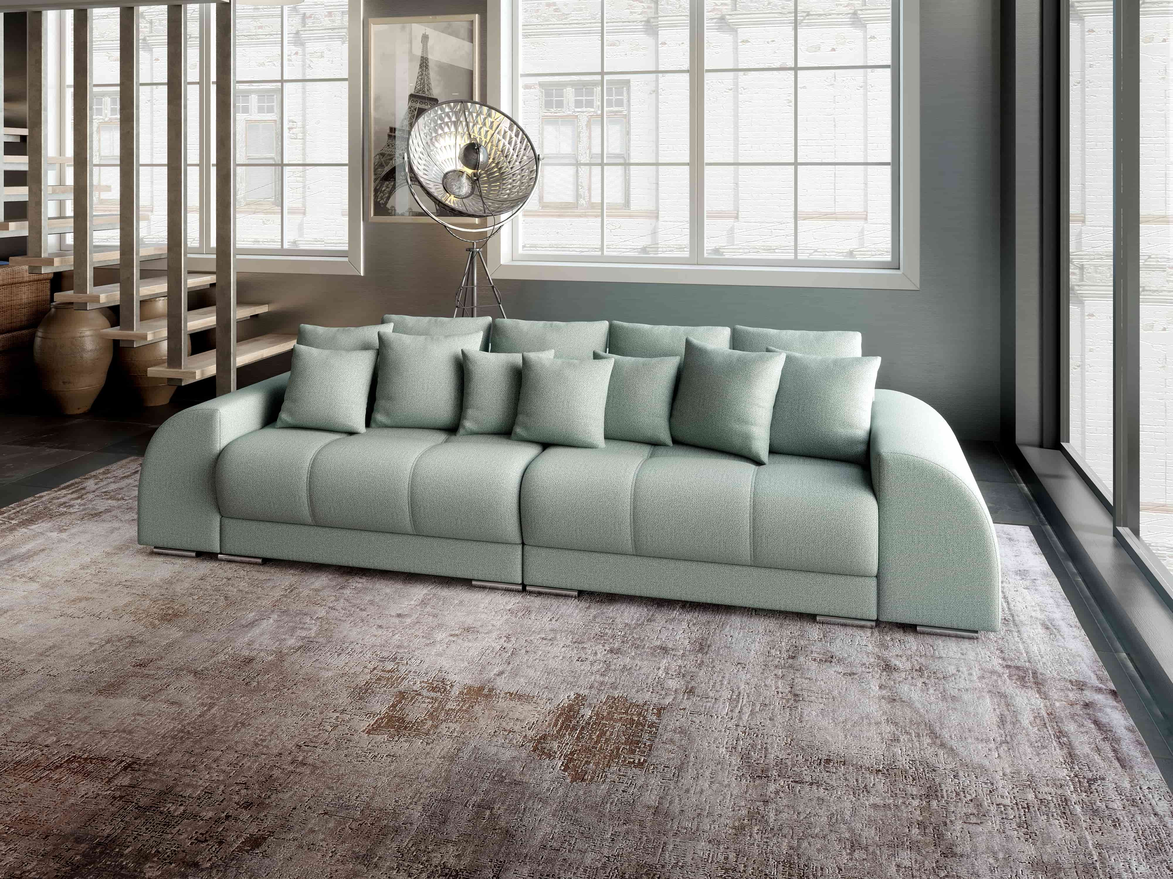 Canapea extensibilă dumonde cu 2 lăzi de depozitare si sezut confortabil din spuma HR, Verona Enjoy Mint 310x100 cm Fabrica