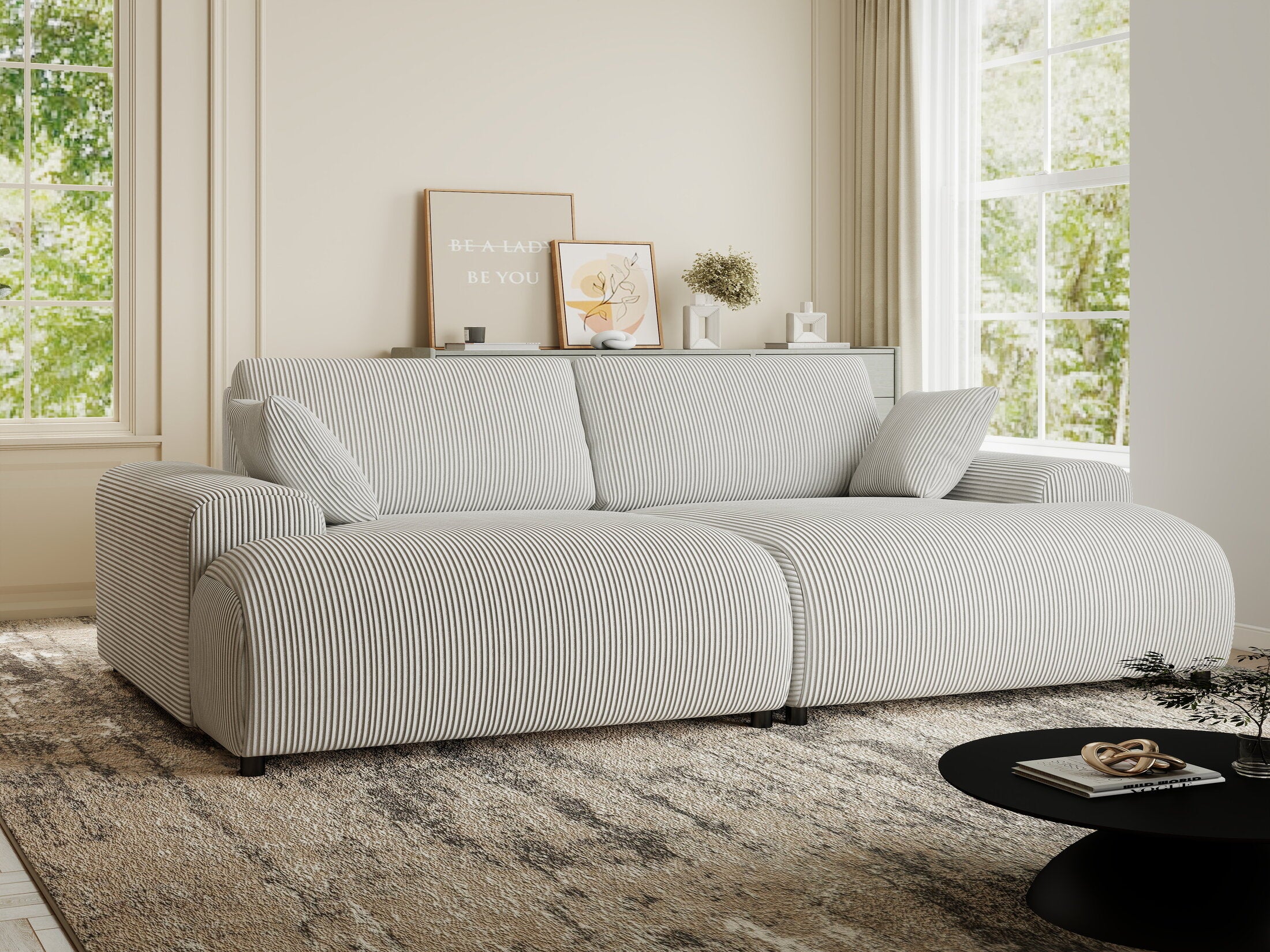 Canapea dumonde cu sezut confortabil din spuma HR, Hudson Zoom Gri 237x144 cm