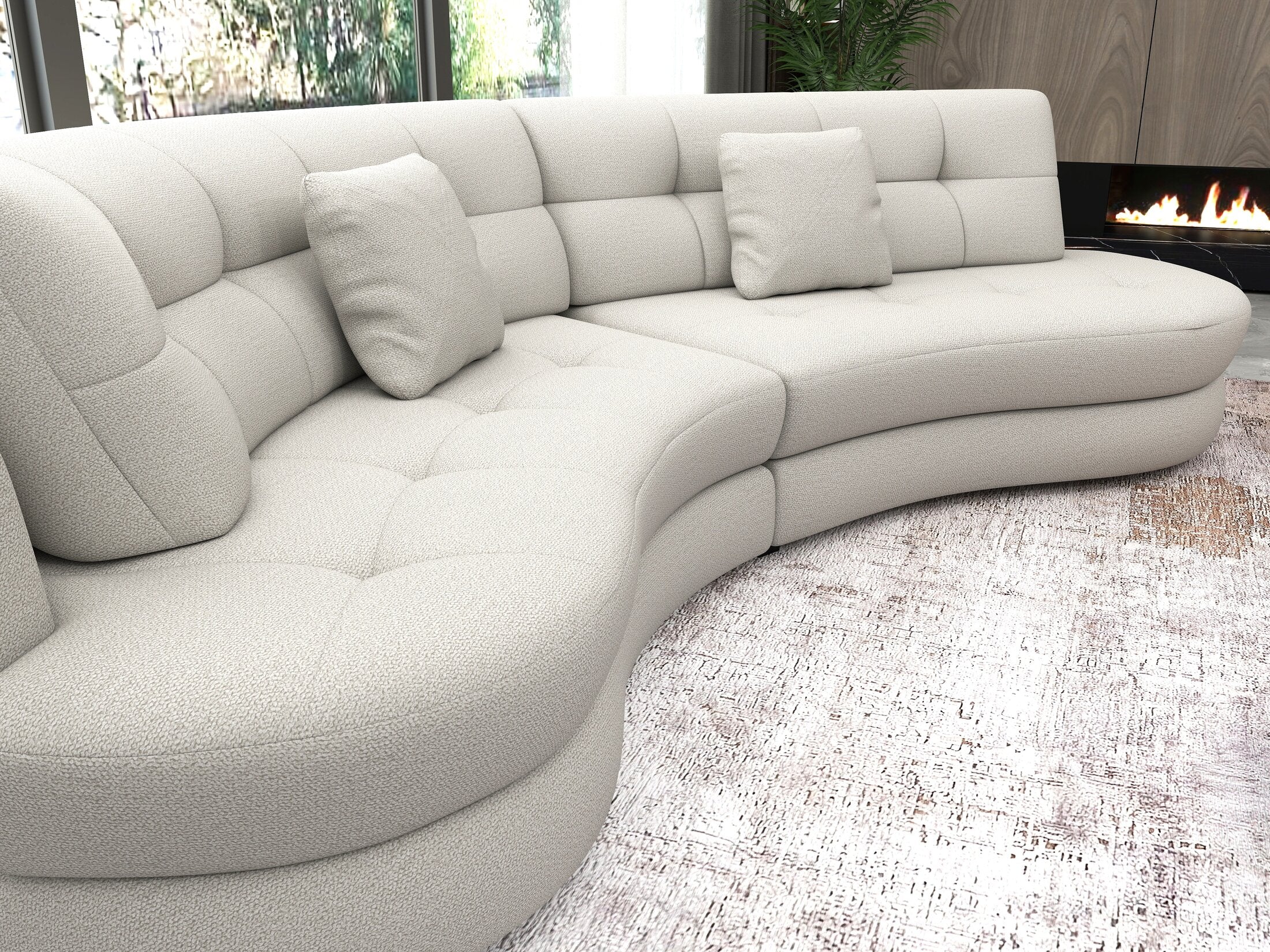 Canapea semirotunda dumonde cu șezut confortabil din spumă HR, Roma Enjoy Bej 300x160 cm