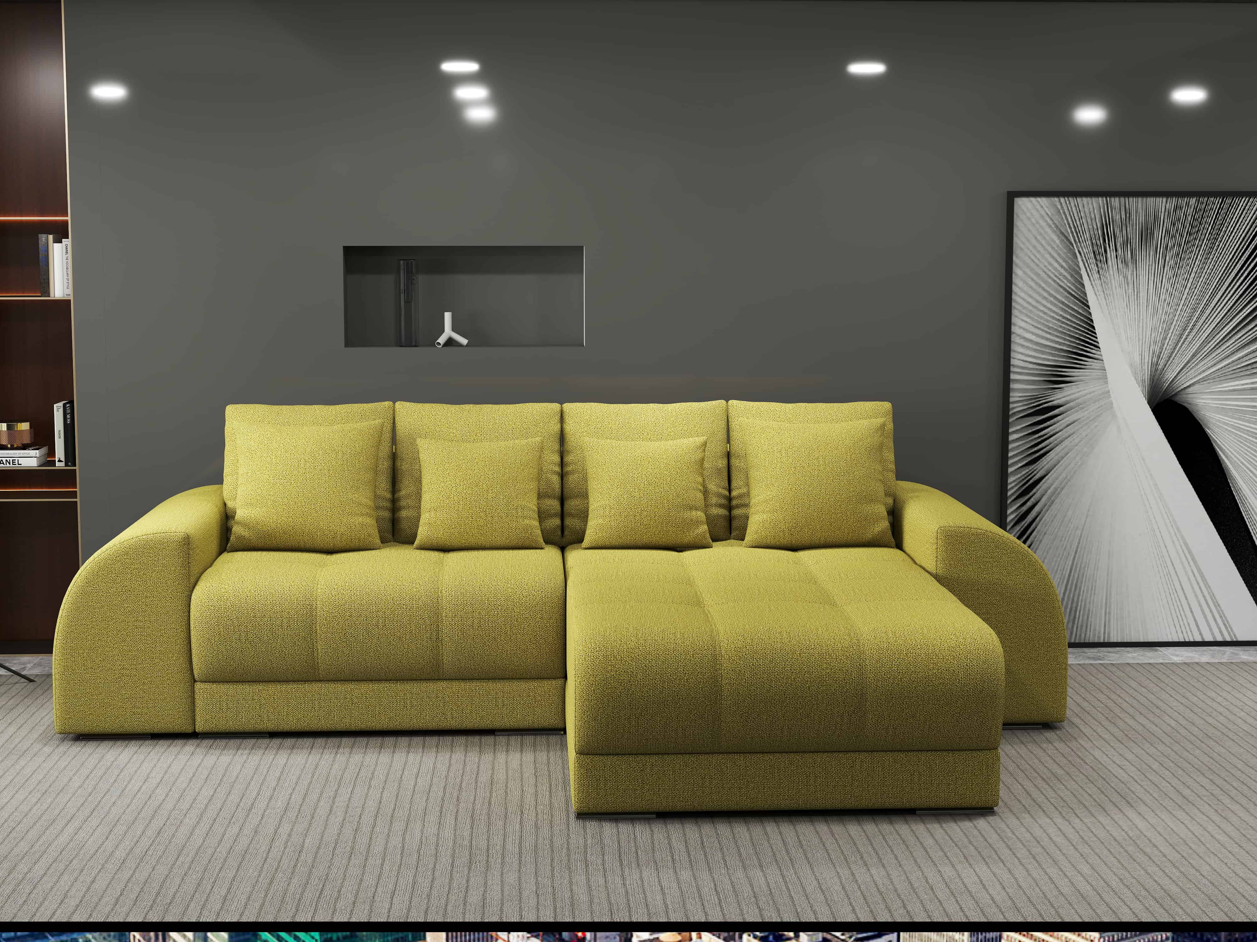 Colțar extensibil dumonde cu ladă de depozitare si sezut confortabil din spuma HR, Verona Enjoy Verde II 290x185 cm Fabrica